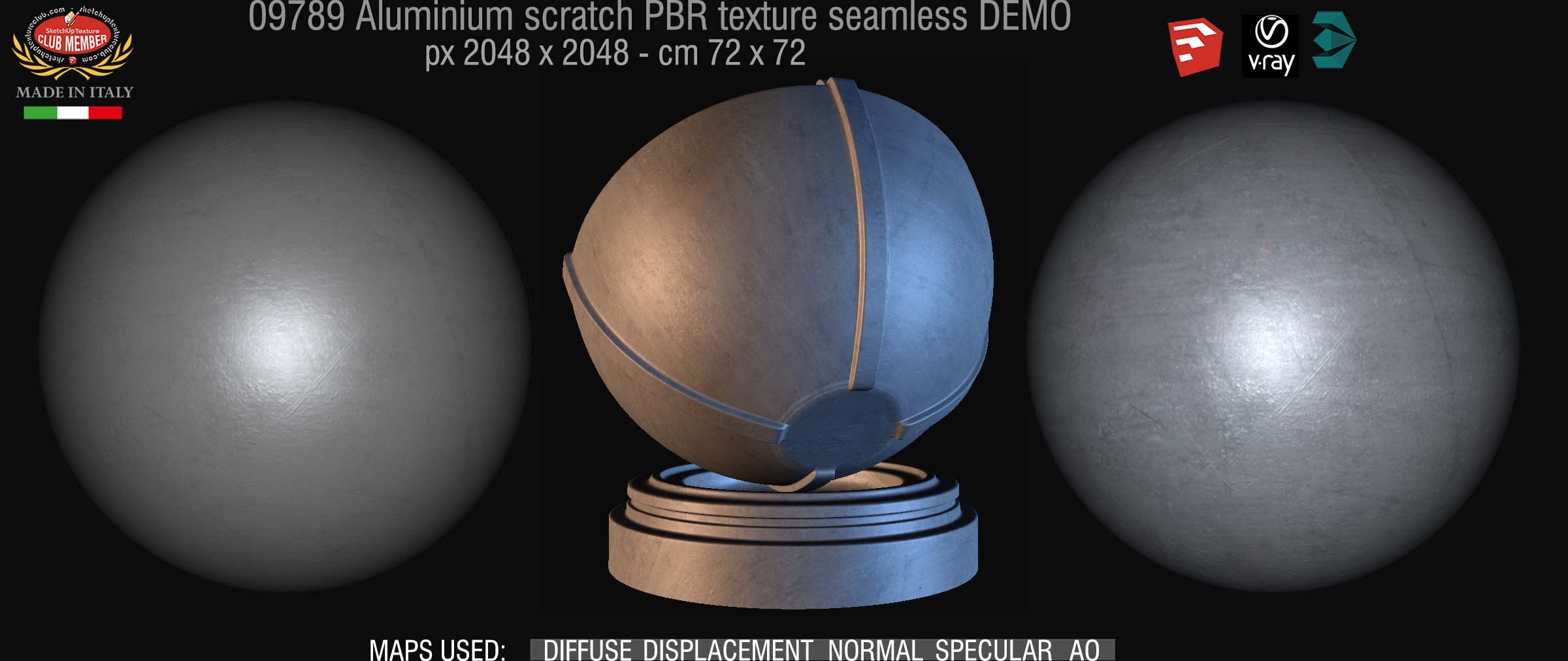 09789 Aluminium scratch metal PBR texture seamless DEMO