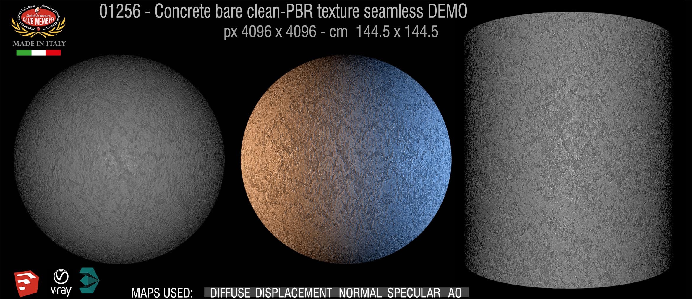 01256 Concrete bare clean-PBR texture seamless DEMO
