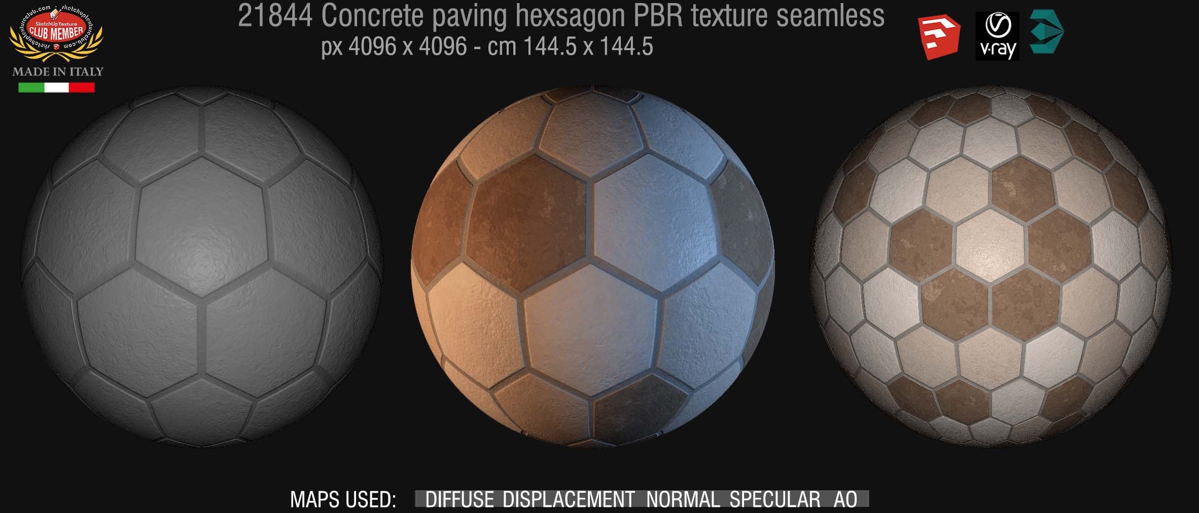 21844 Concrete paving hexagon PBR texture seamless DEMO