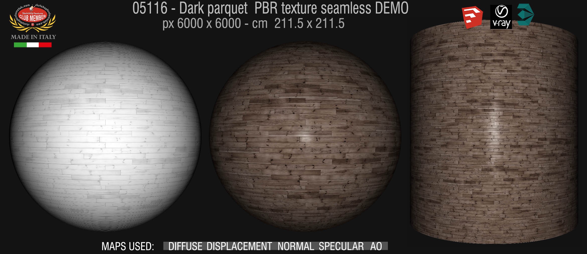 05116 Dark parquet PBR texture seamless DEMO