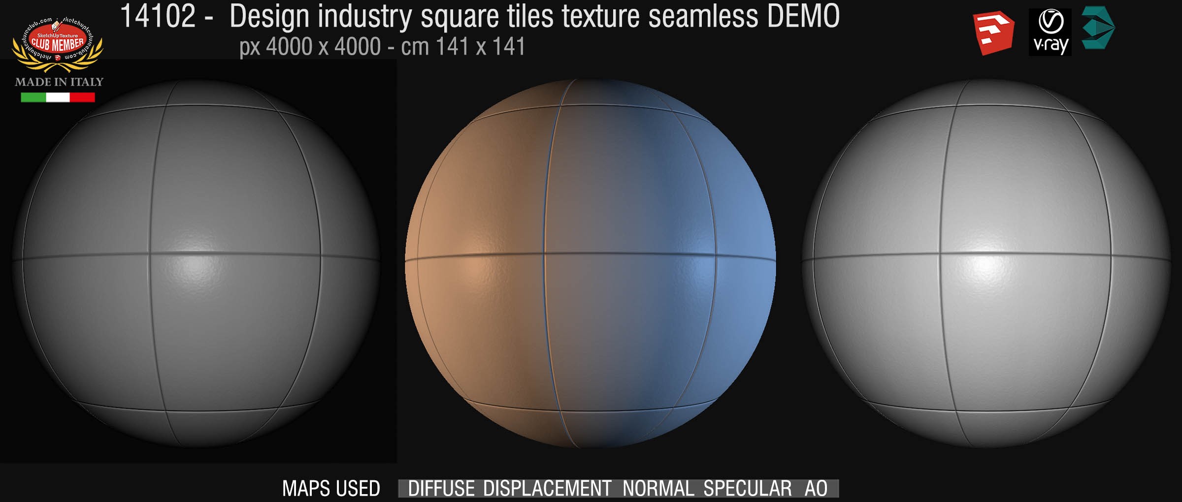 14102 Design industry square tile texture seamless + maps DEMO