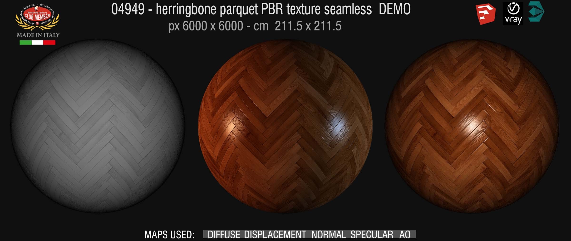 04949 Herringbone parquet PBR texture seamless DEMO