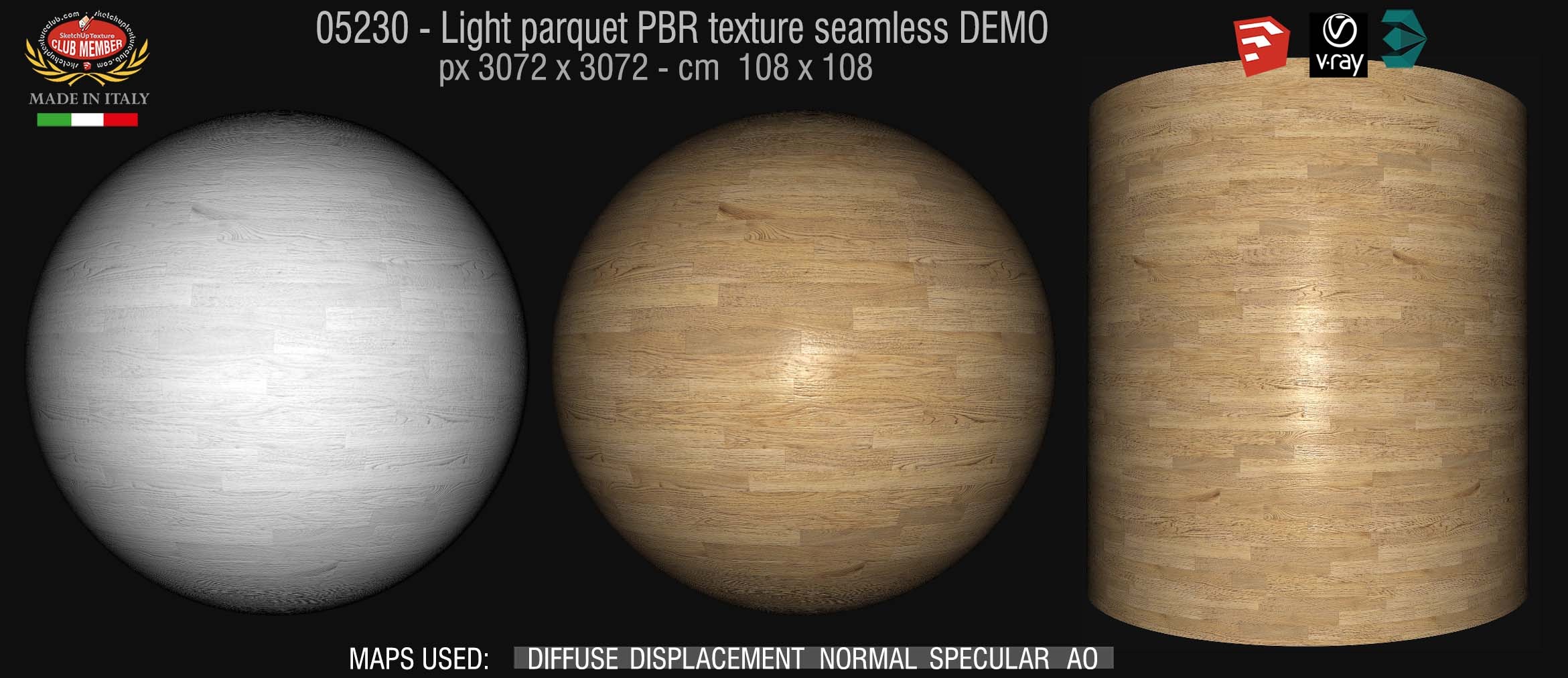 05230 Light parquet PBR texture seamless DEMO