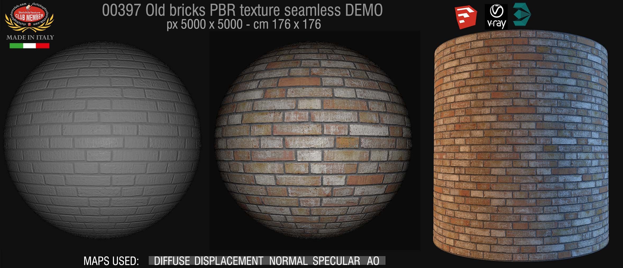 00397 Old bricks PBR texture seamless DEMO
