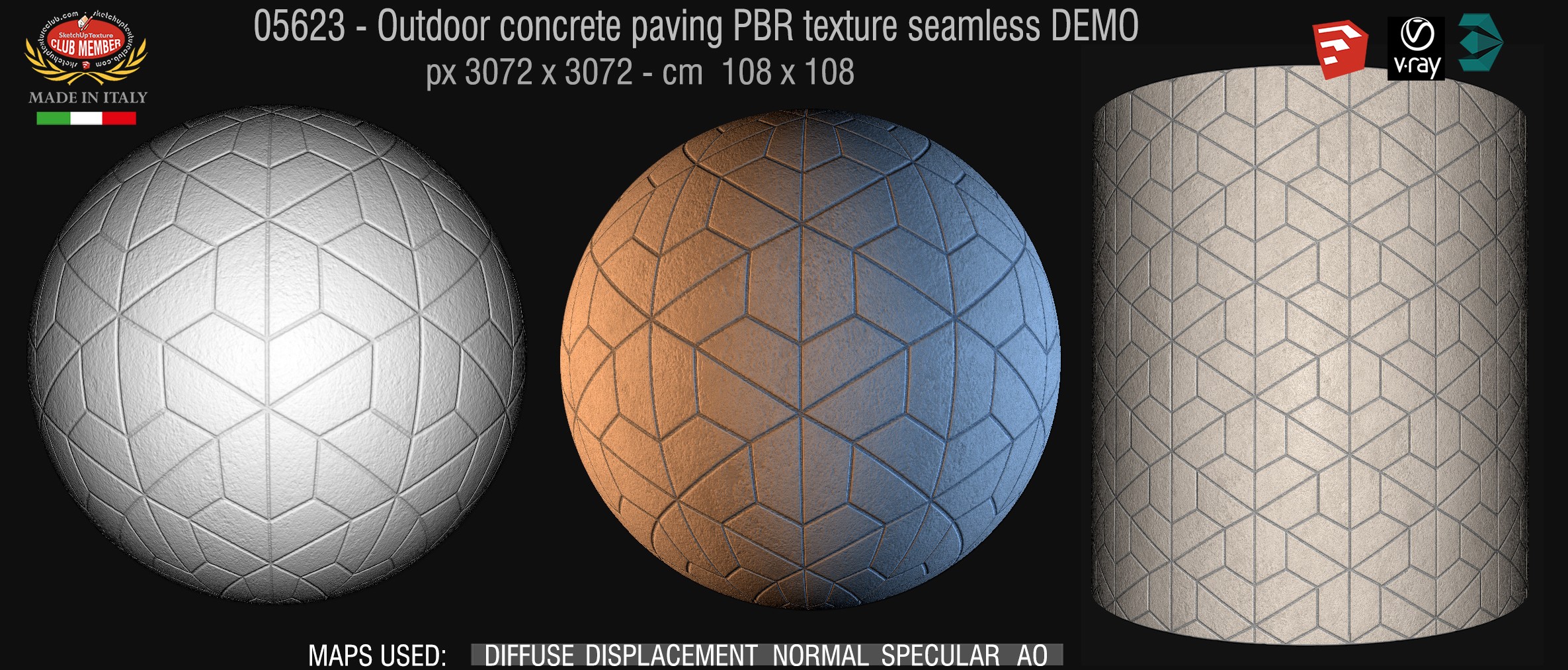 05623 Outdoor concrete paving PBR texture seamless DEMO