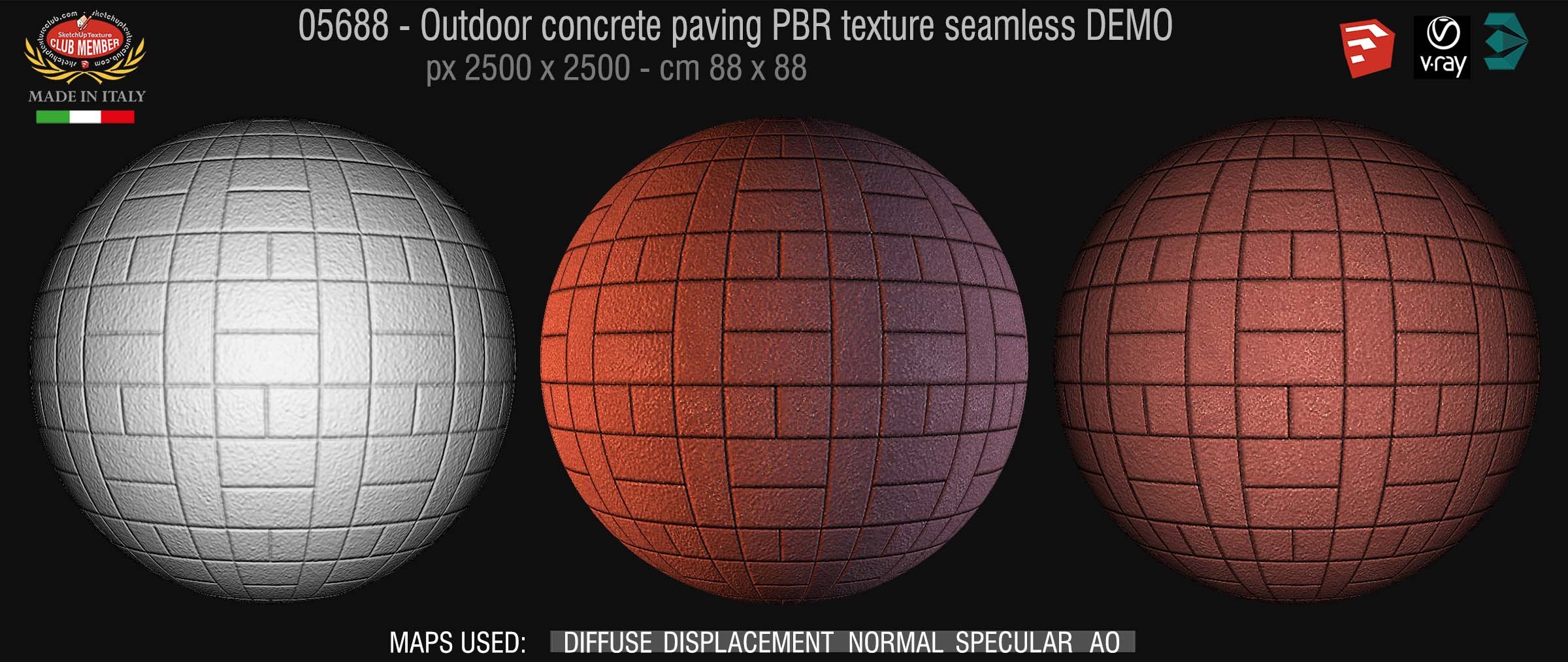 05688 Paving outdoor concrete regular block PBR texture seamless