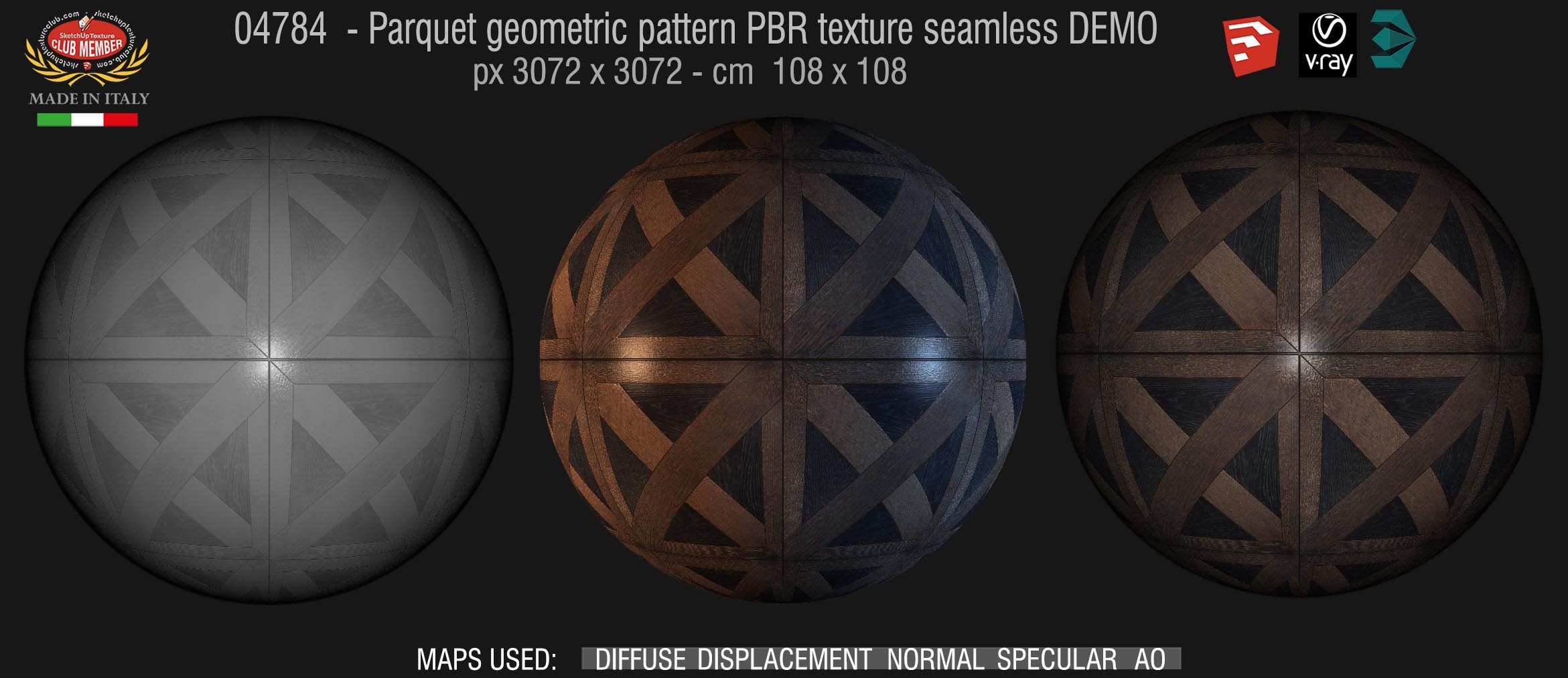 04784 Parquet geometric pattern PBR texture seamless DEMO