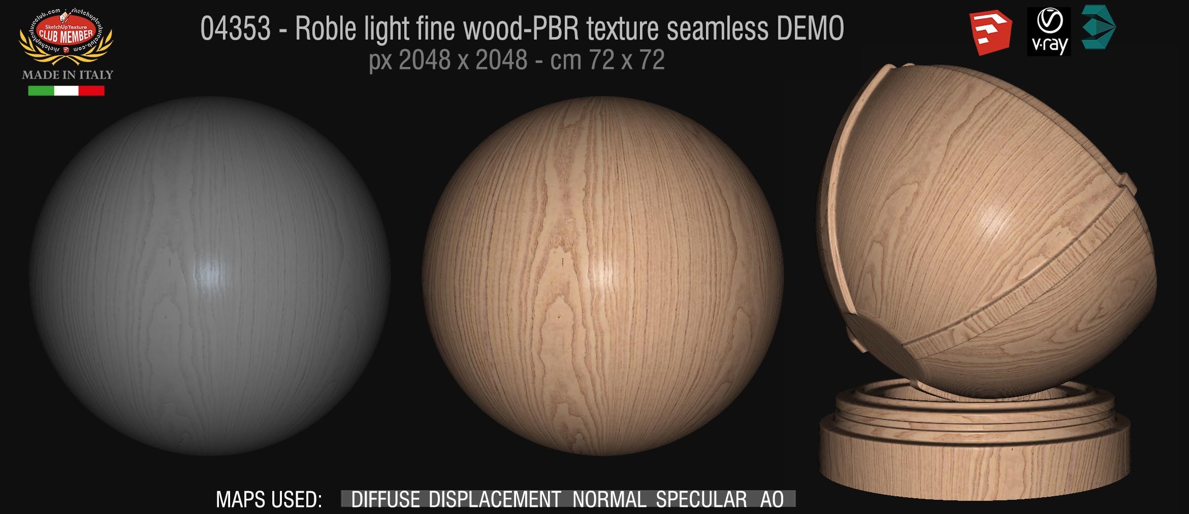 04353 Roble light fine wood-PBR texture seamless DEMO