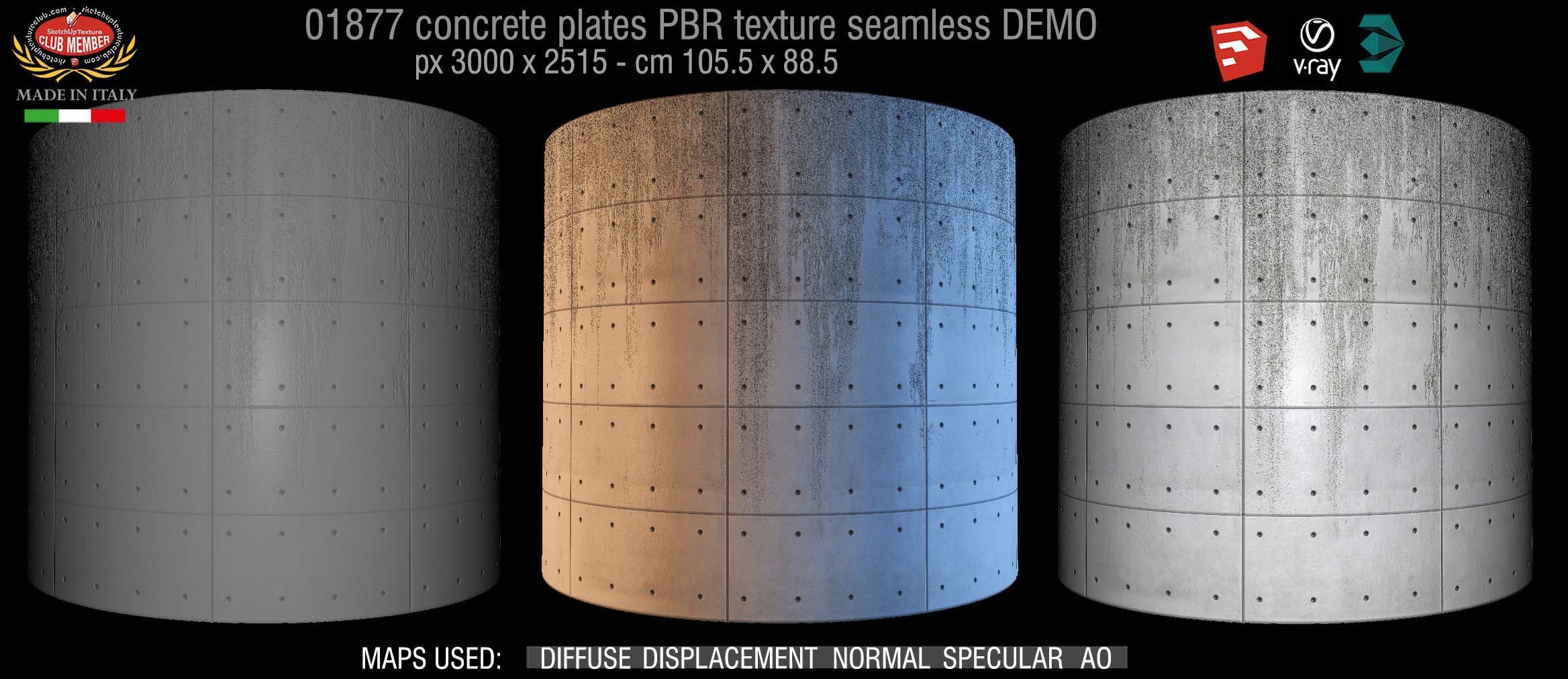 01877 tadao ando concrete plates PBR texture seamless DEMO