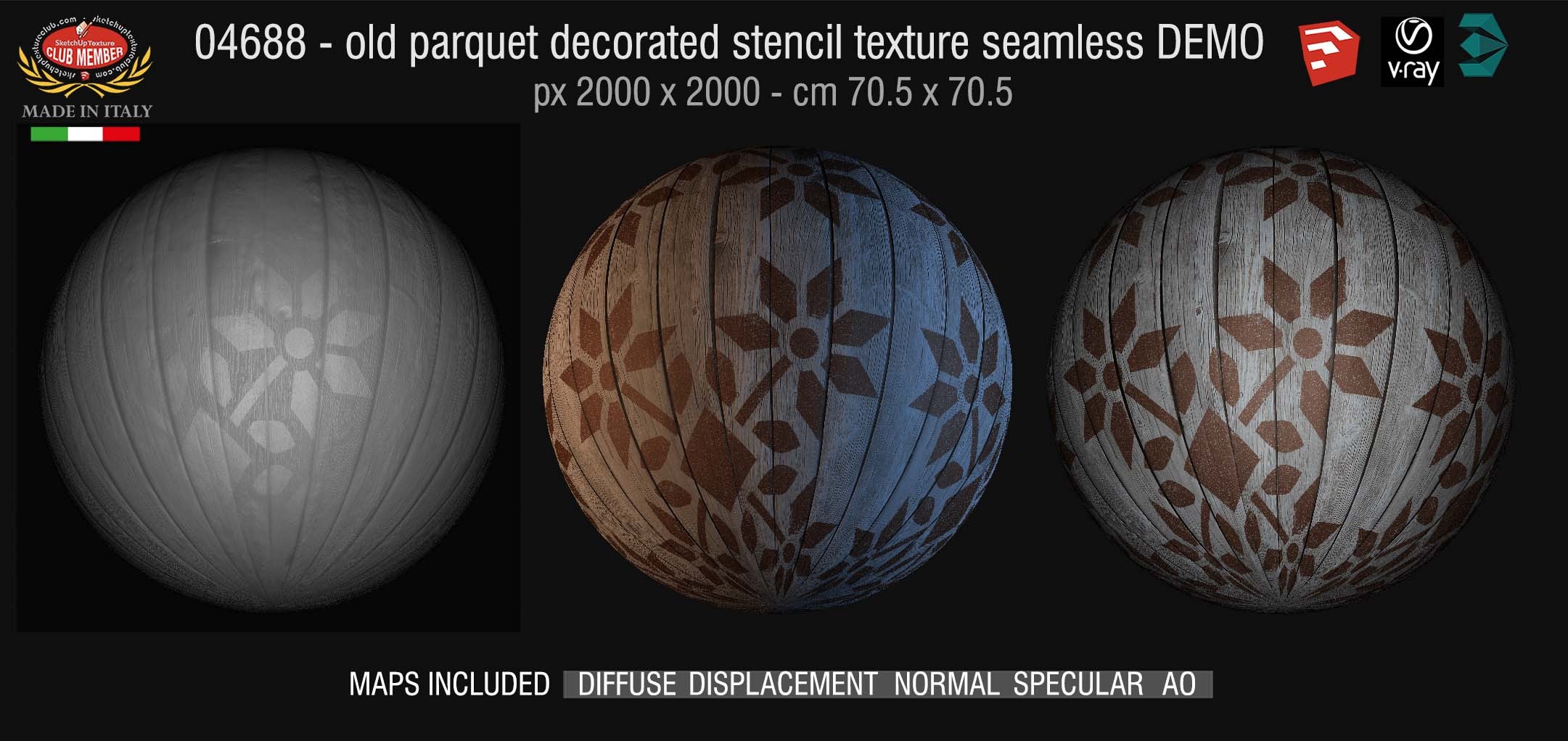 04688 HR Parquet decorated stencil texture seamless + maps DEMO