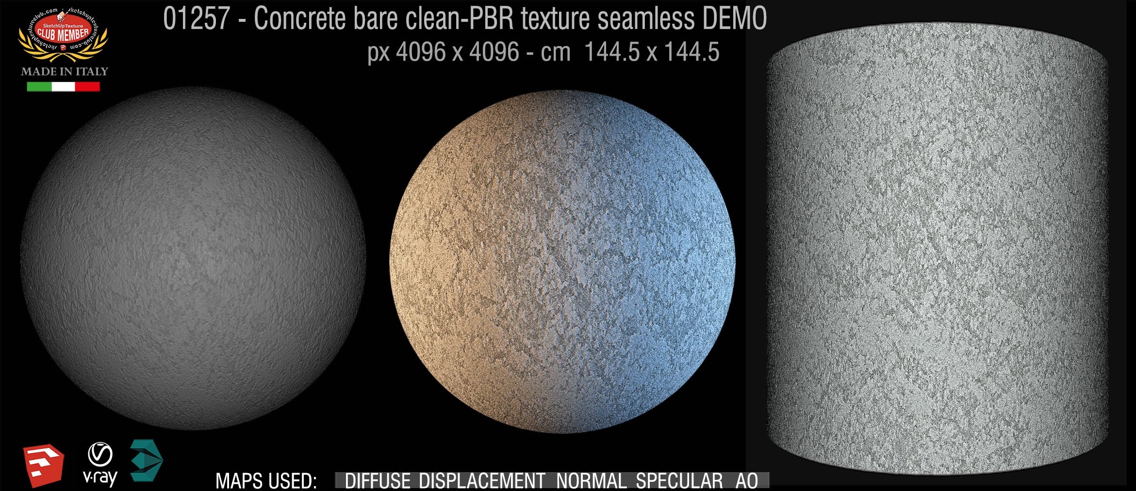 01257 Concrete bare clean-PBR texture seamless DEMO