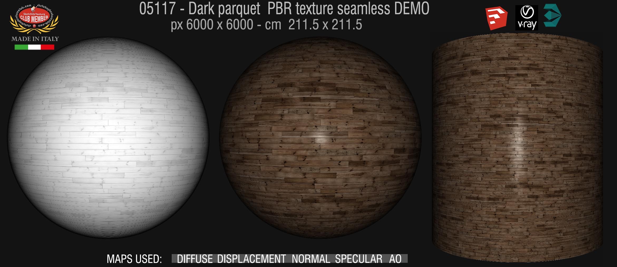 05117 Dark parquet PBR texture seamless DEMO