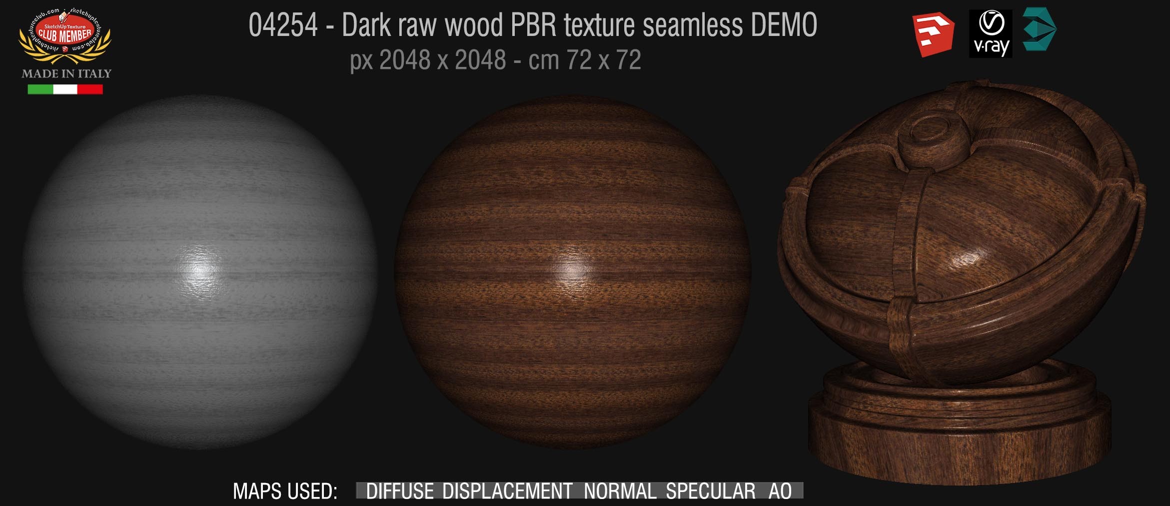 04254 Dark raw wood PBR texture seamless DEMO