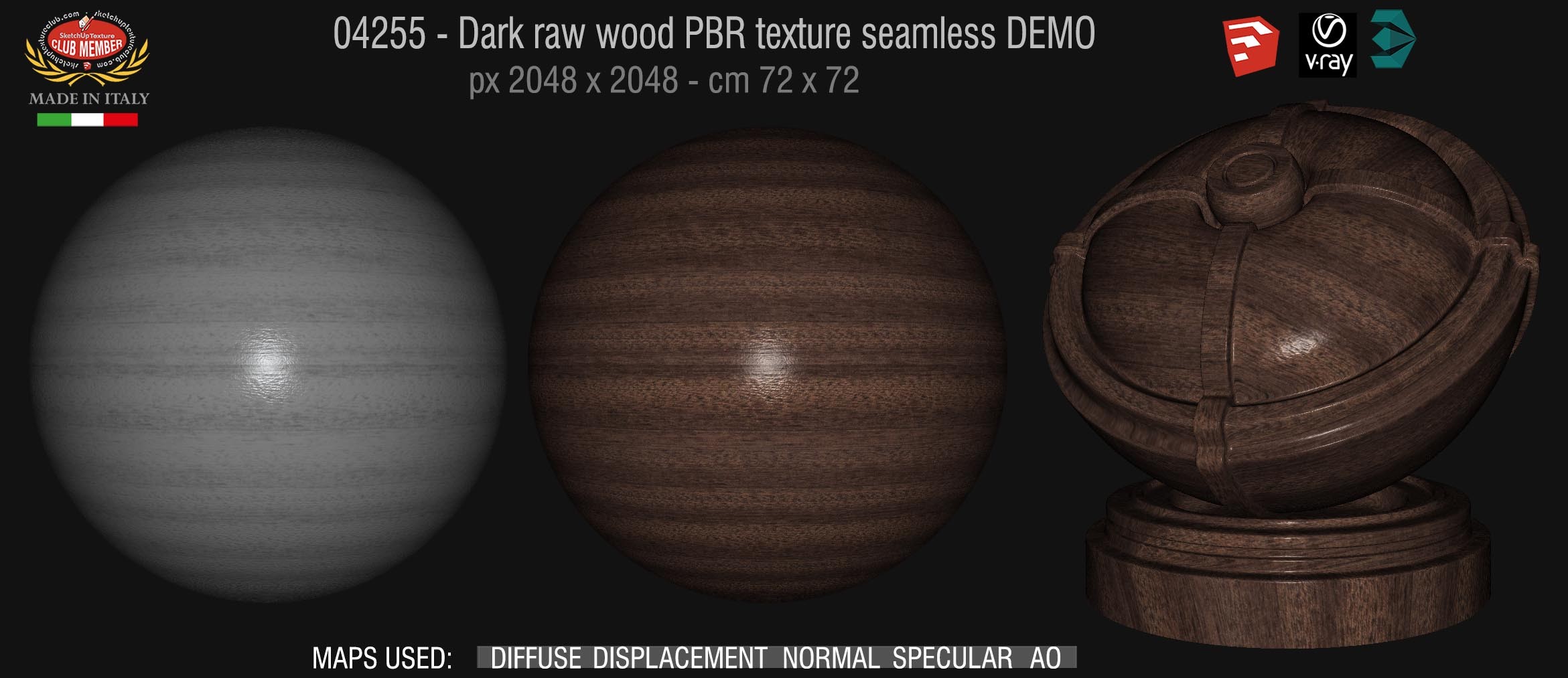 04255 Dark raw wood PBR texture seamless DEMO