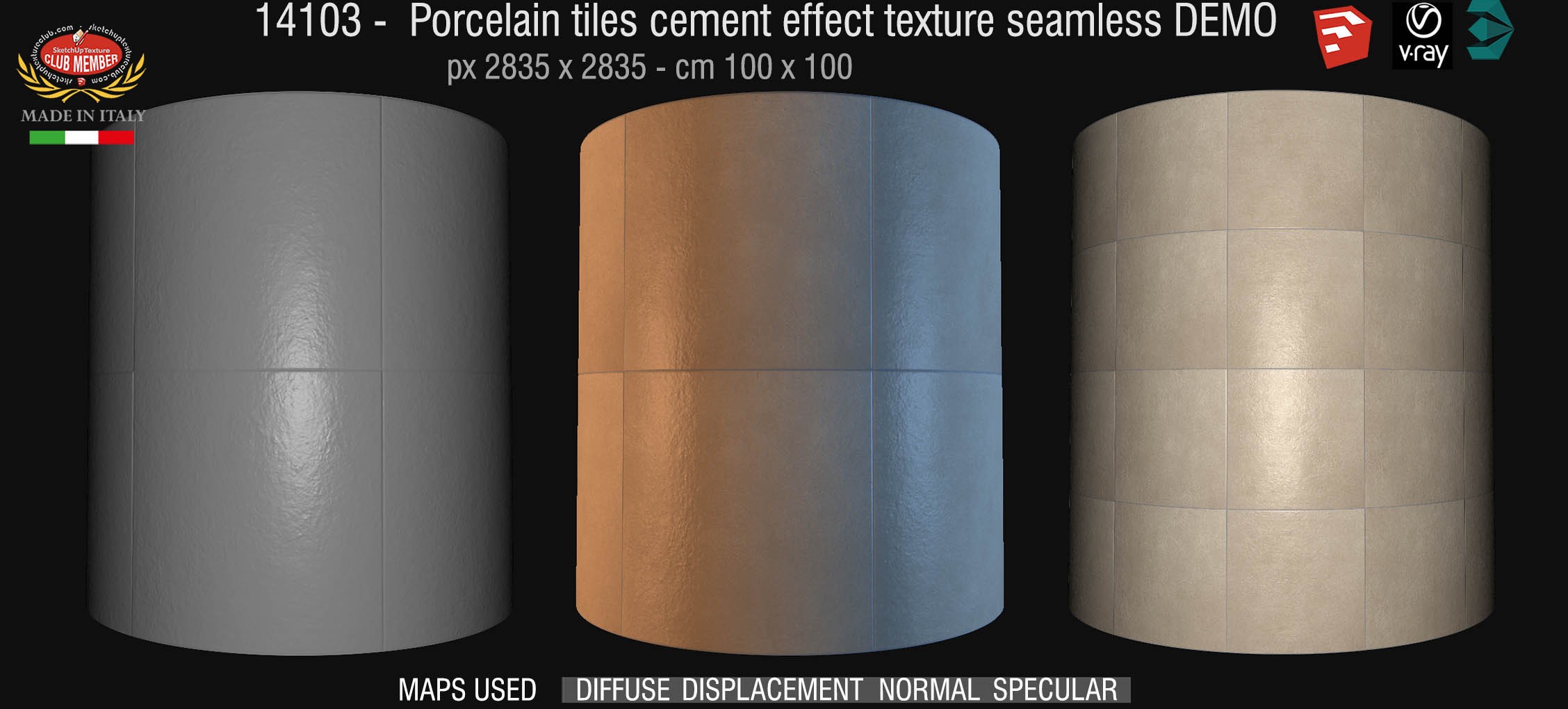 14103 Porcelain square tiles cement effect texture seamless