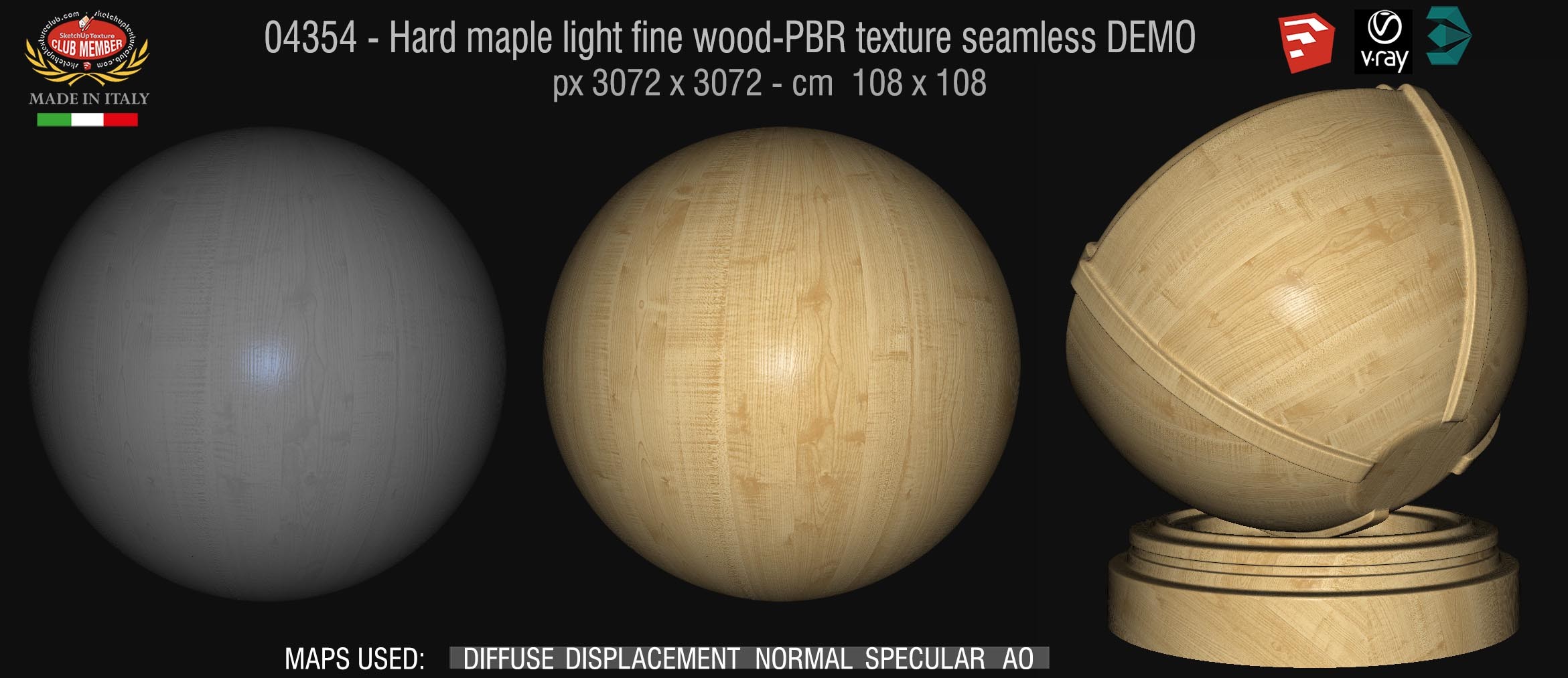 04354  Hard maple light fine wood-PBR texture seamless DEMO