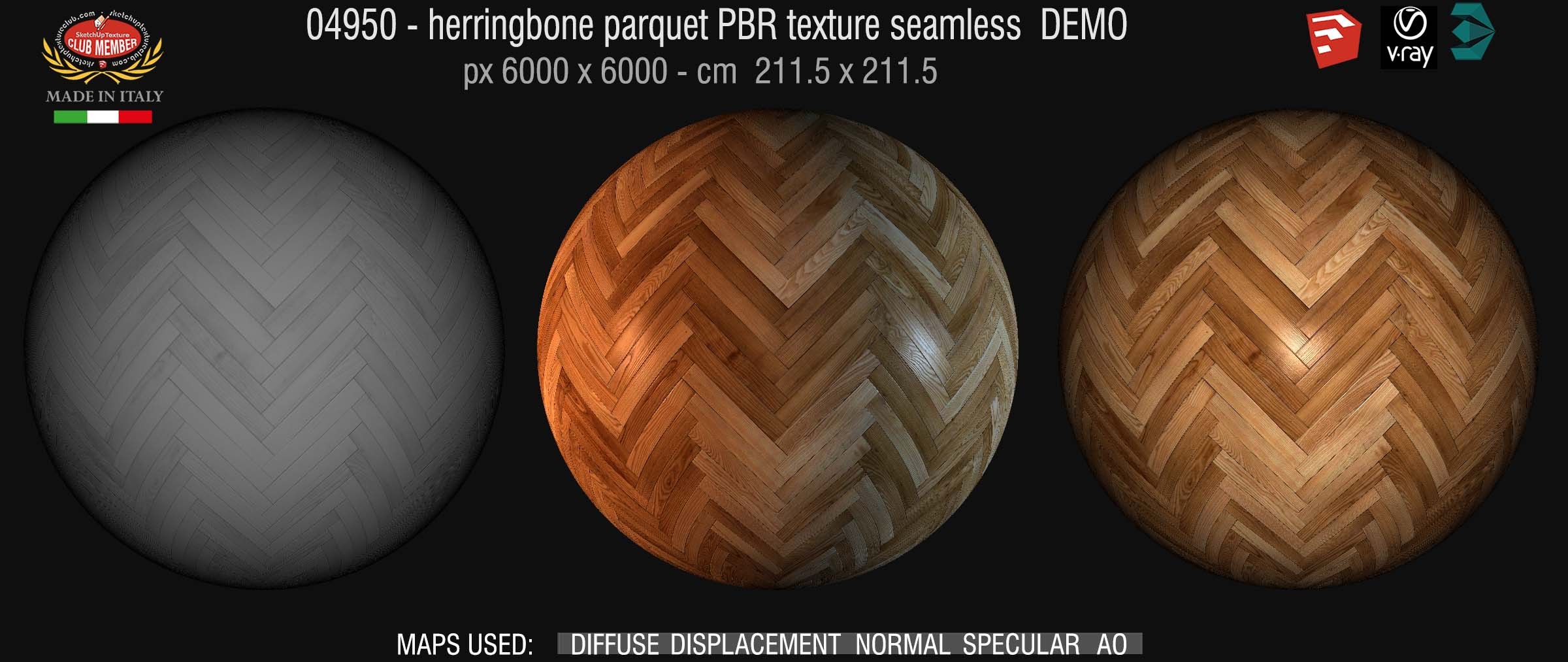 04950 Herringbone parquet PBR texture seamless DEMO