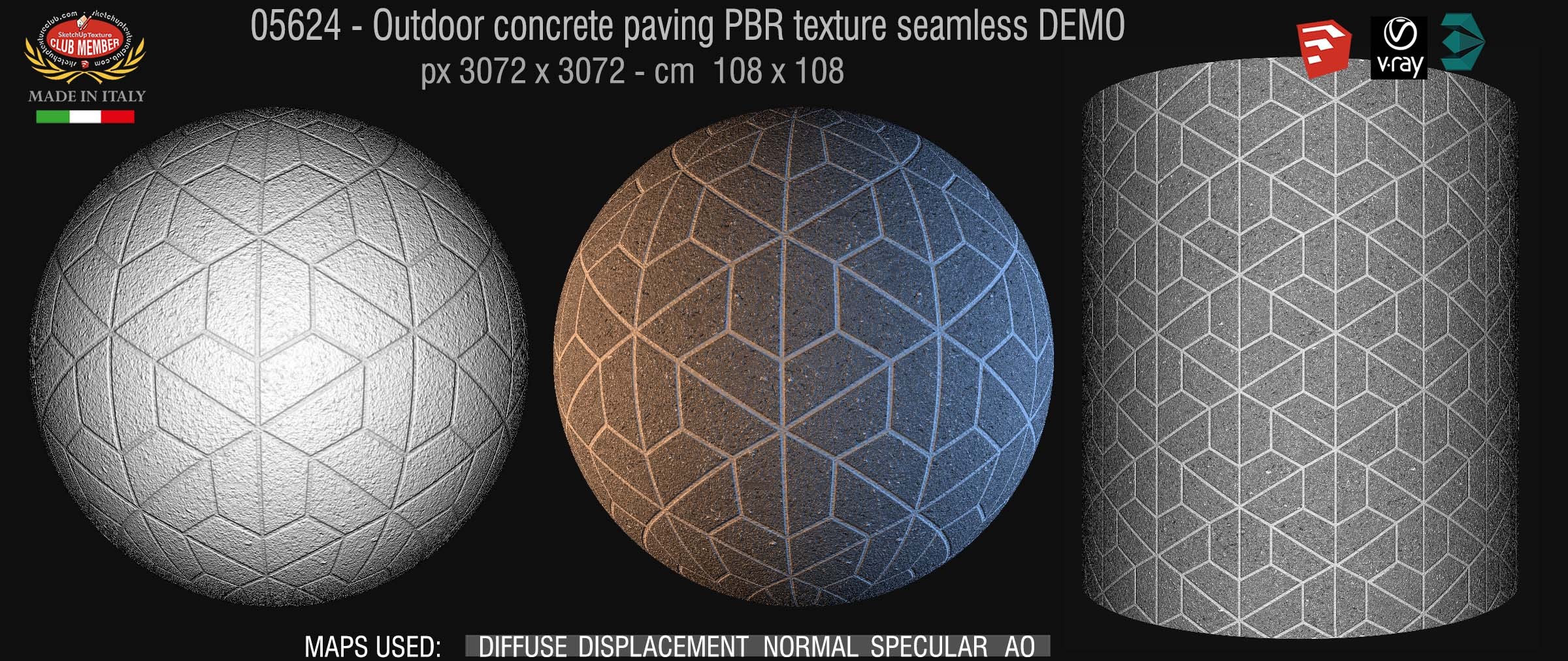 05624 Outdoor concrete paving PBR texture seamless DEMO
