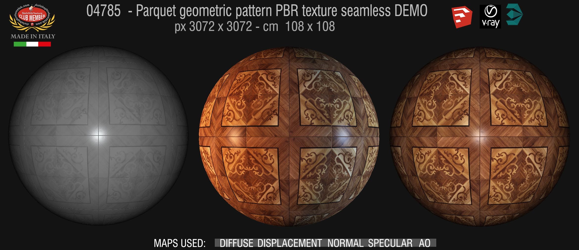 04785 Parquet geometric pattern PBR texture seamless DEMO