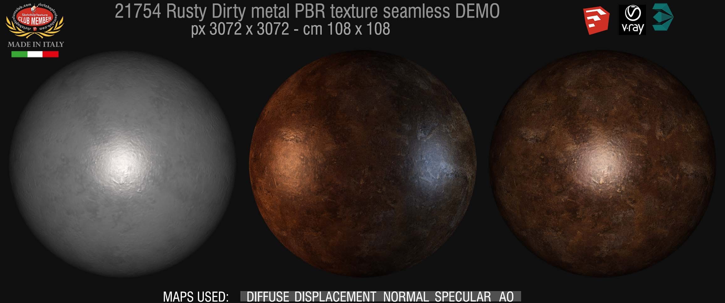 21754 Rusty dirty metal PBR texture seamless DEMO