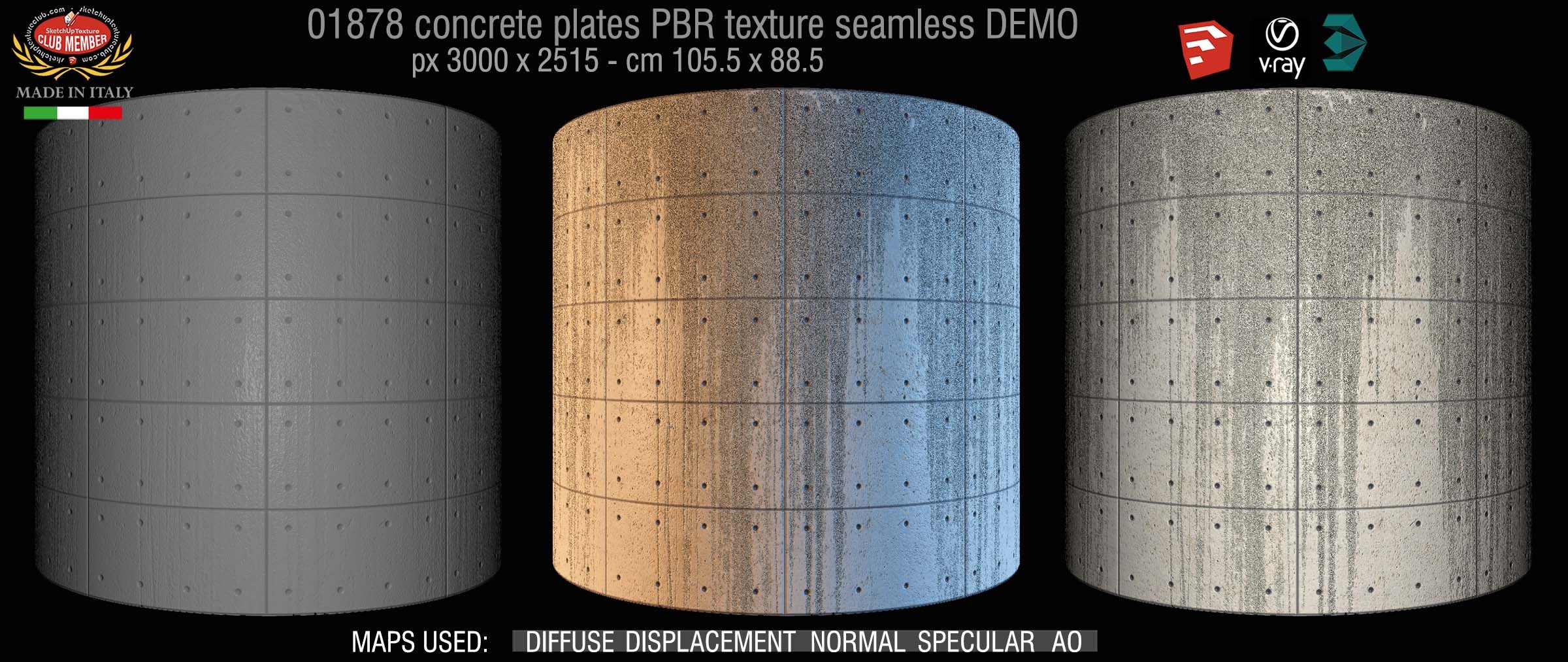 01878 Tadao Ando concrete plates PBR texture seamless DEMO