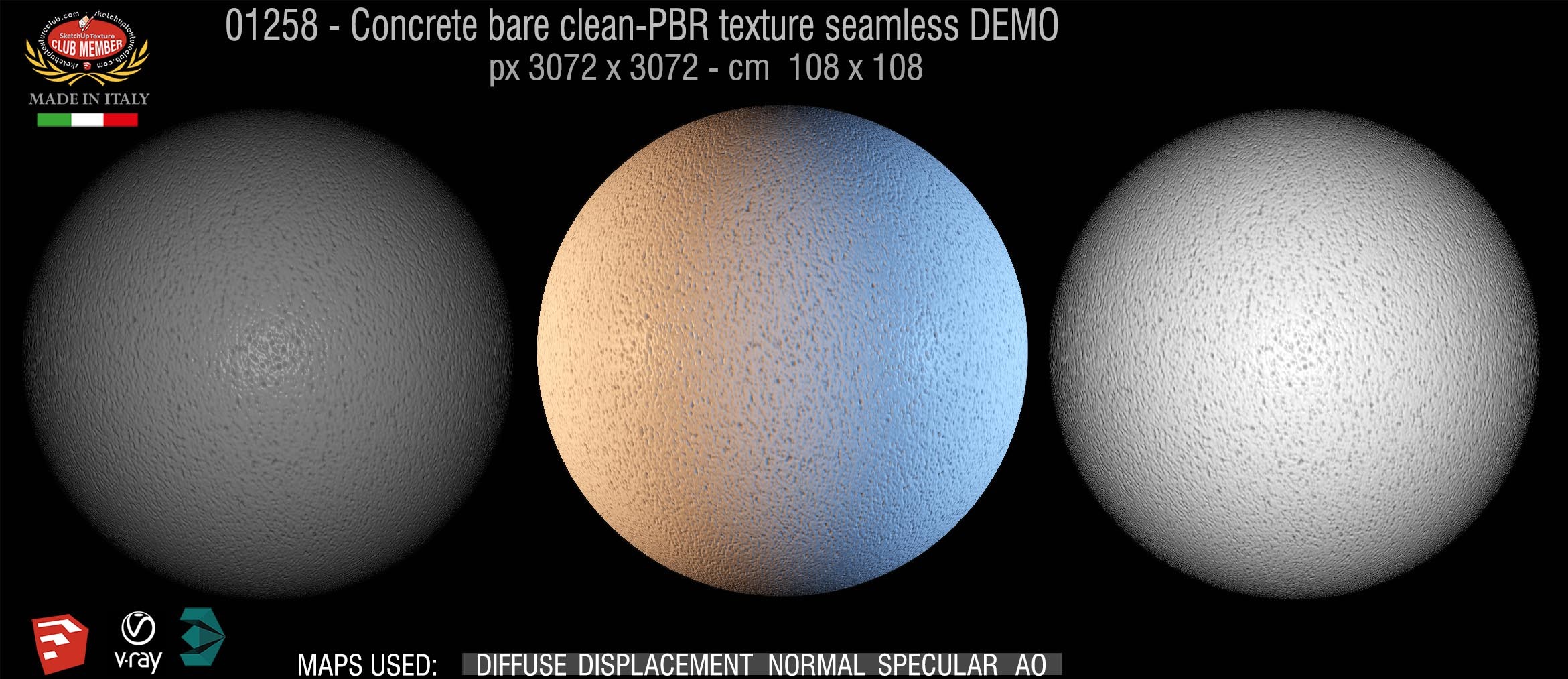 01258 Concrete bare clean-PBR texture seamless DEMO