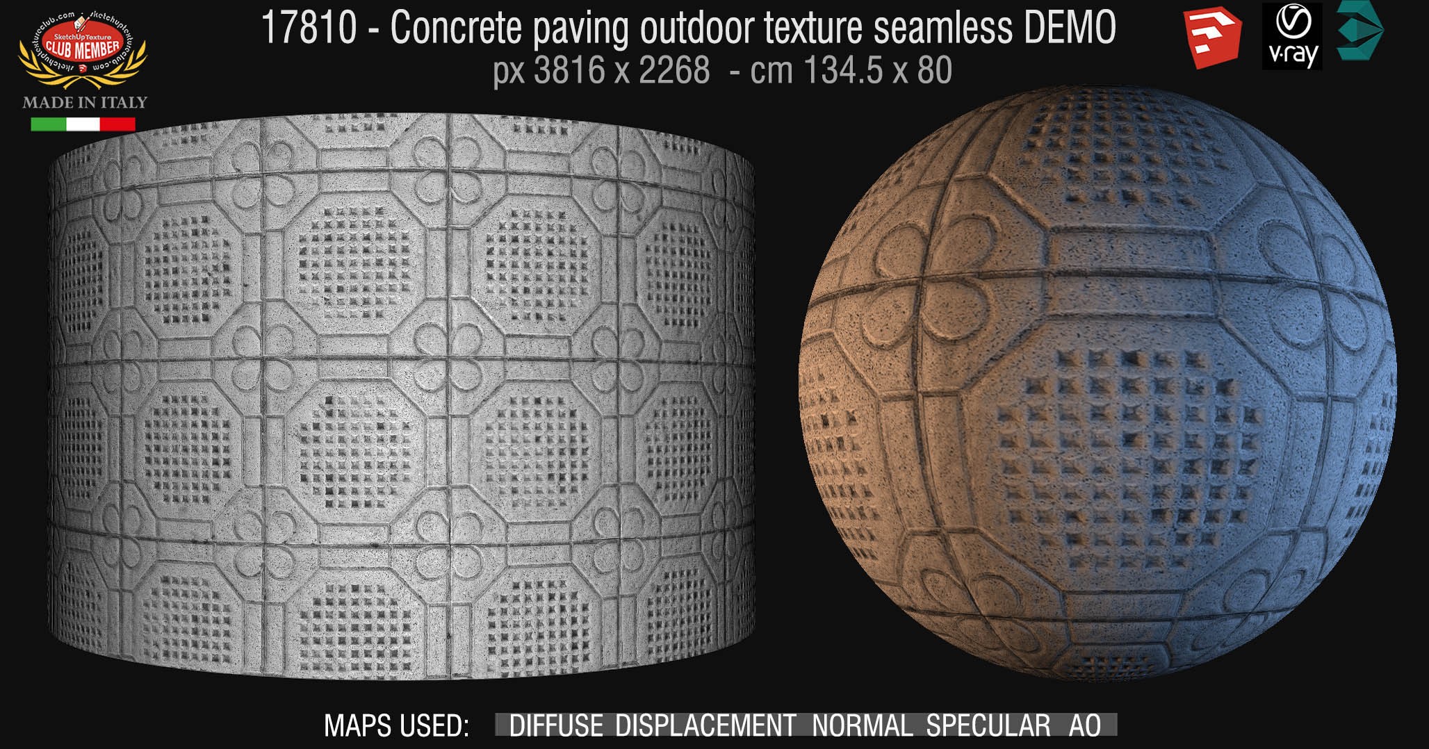 17810  Concrete paving outdoor texture seamless & maps demo