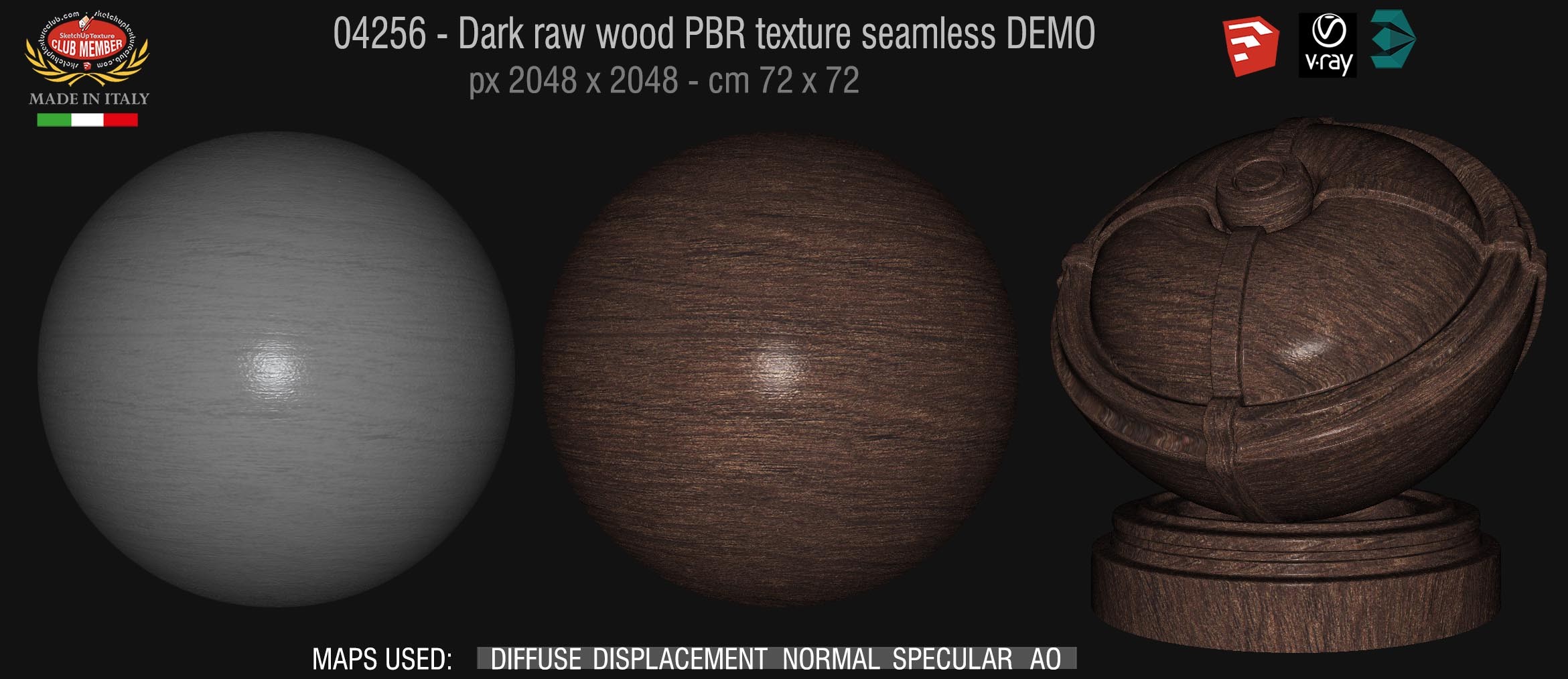 04256 Dark raw wood PBR texture seamless DEMO