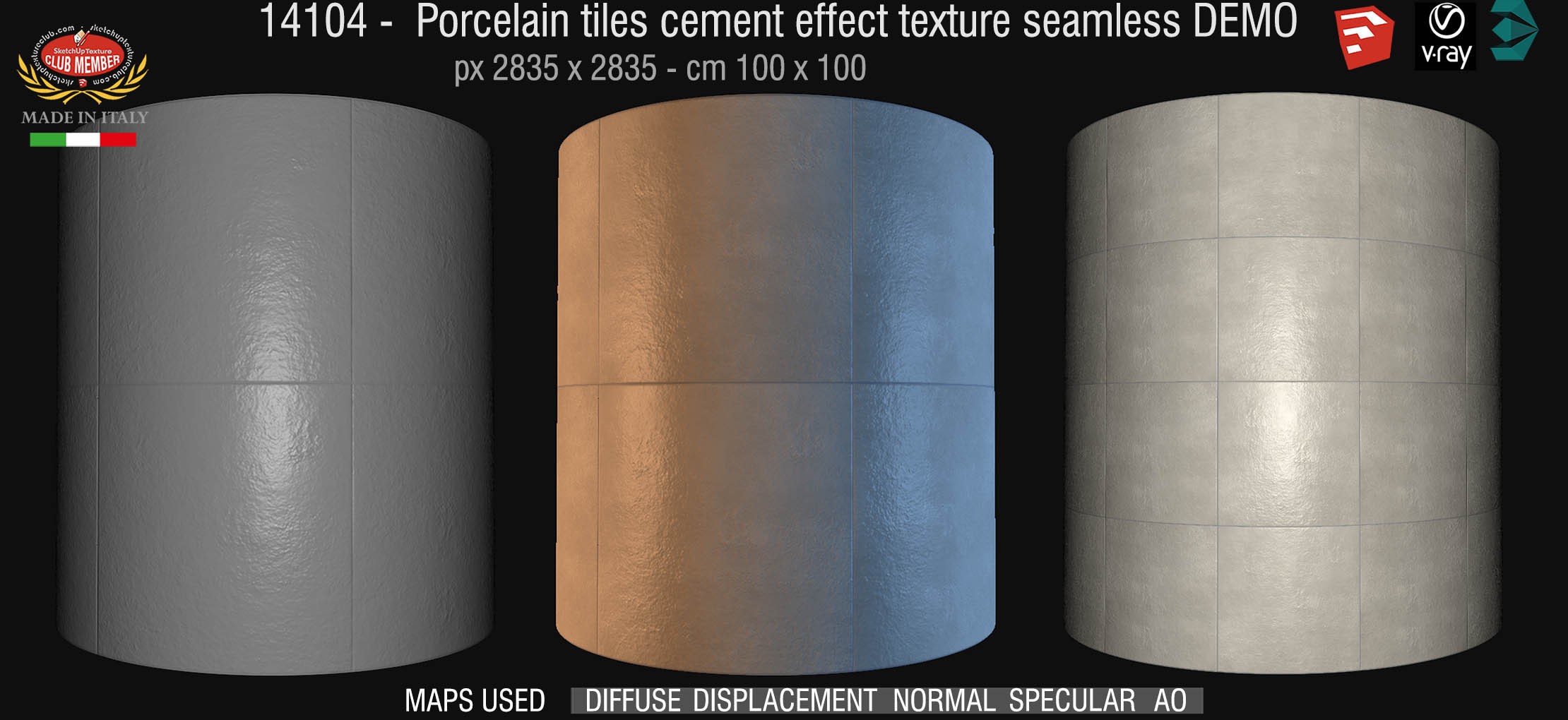 14104 Porcelain square tiles cement effect texture seamless