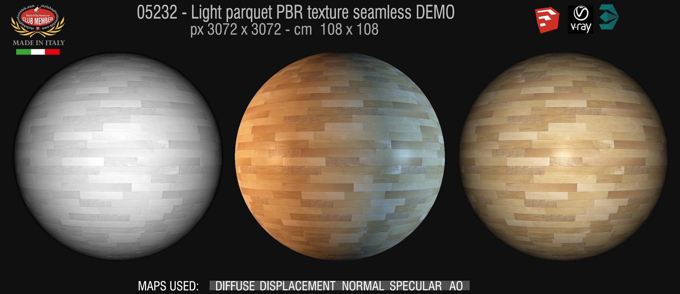 05232 Light parquet PBR texture seamless DEMO