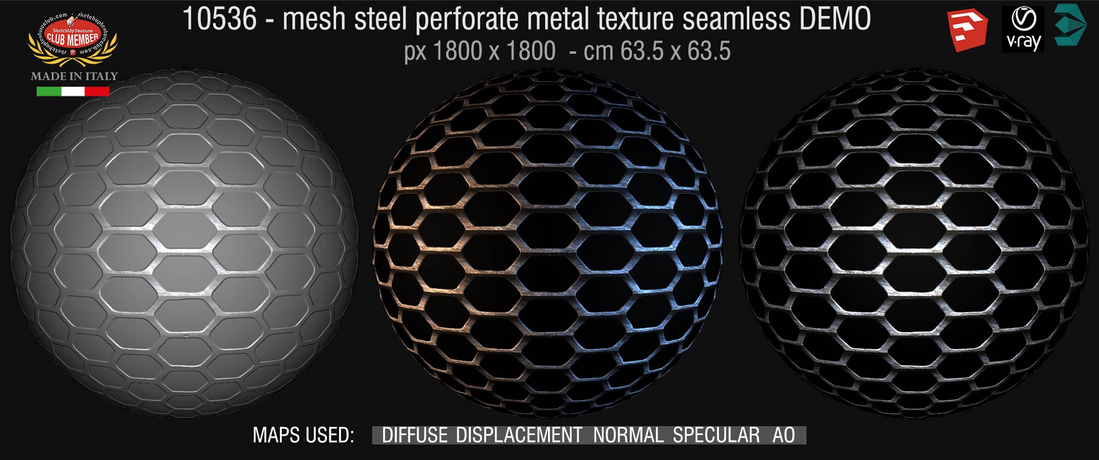 10536 HR Mesh steel perforate metal texture seamless + maps DEMO
