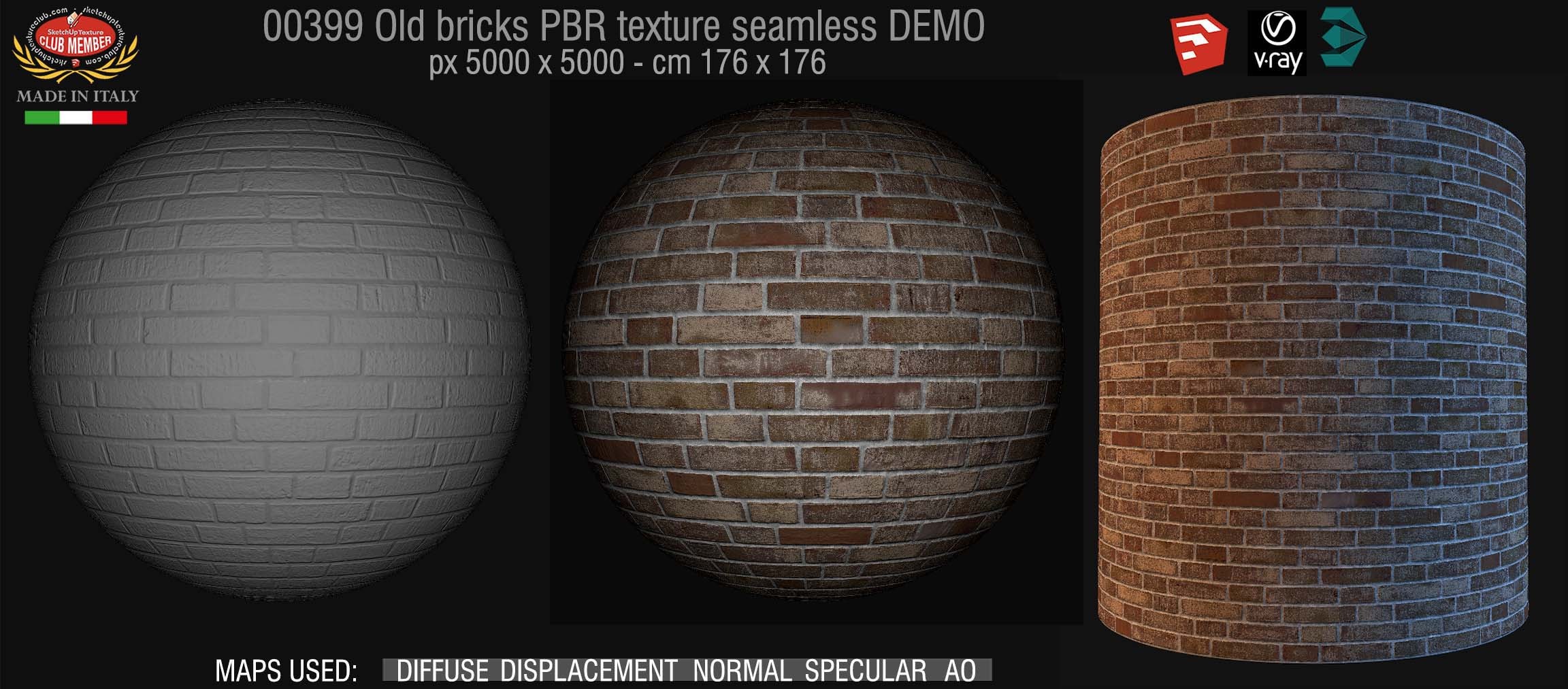 00399 Old bricks PBR texture seamless DEMO