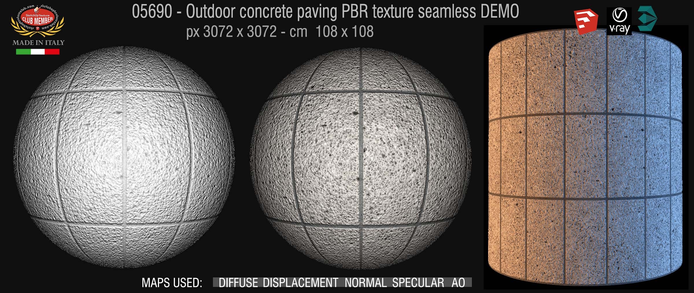 05690 Paving outdoor concrete regular block PBR texture seamless DEMO