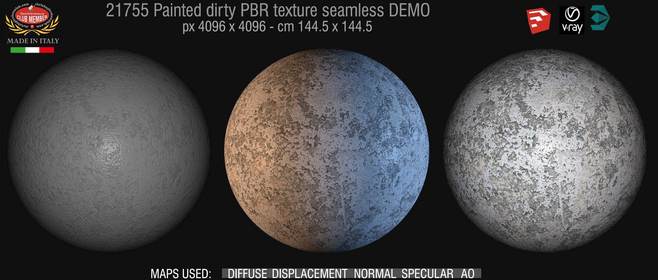 21755 Painted dirty metal PBR texture seamless DEMO