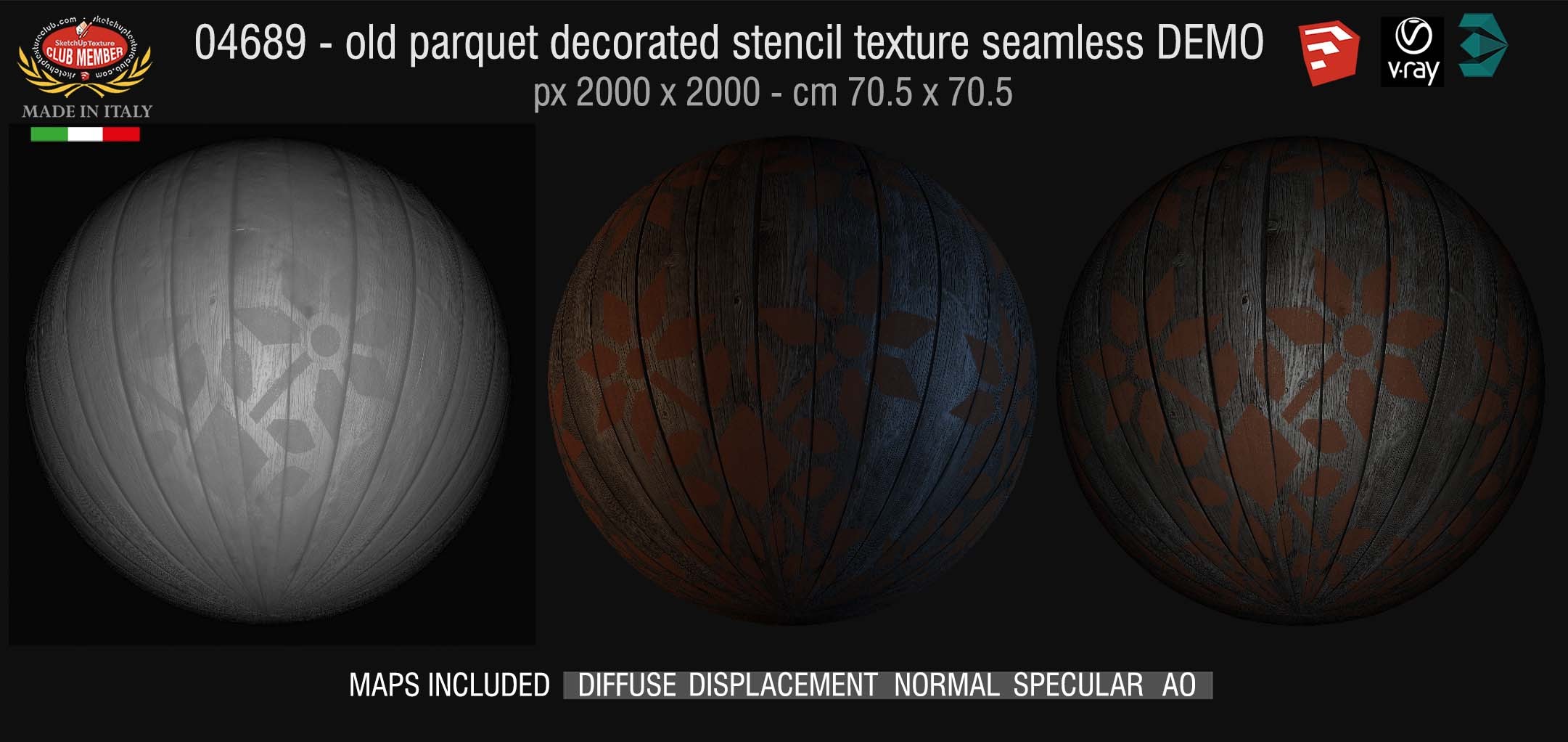 04689 HR Parquet decorated stencil texture seamless + maps DEMO