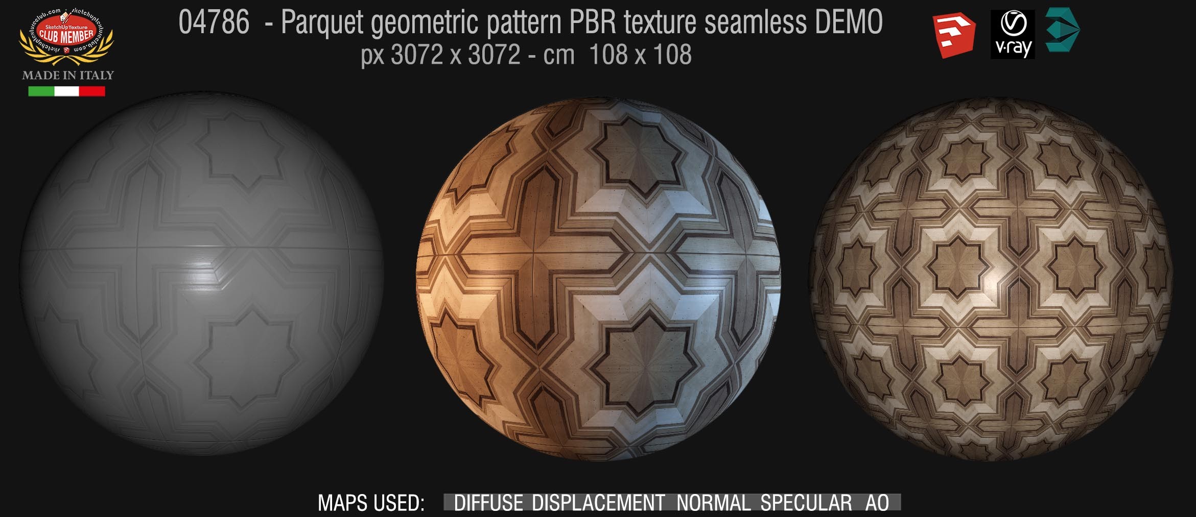 04786 Parquet geometric pattern PBR texture seamless DEMO