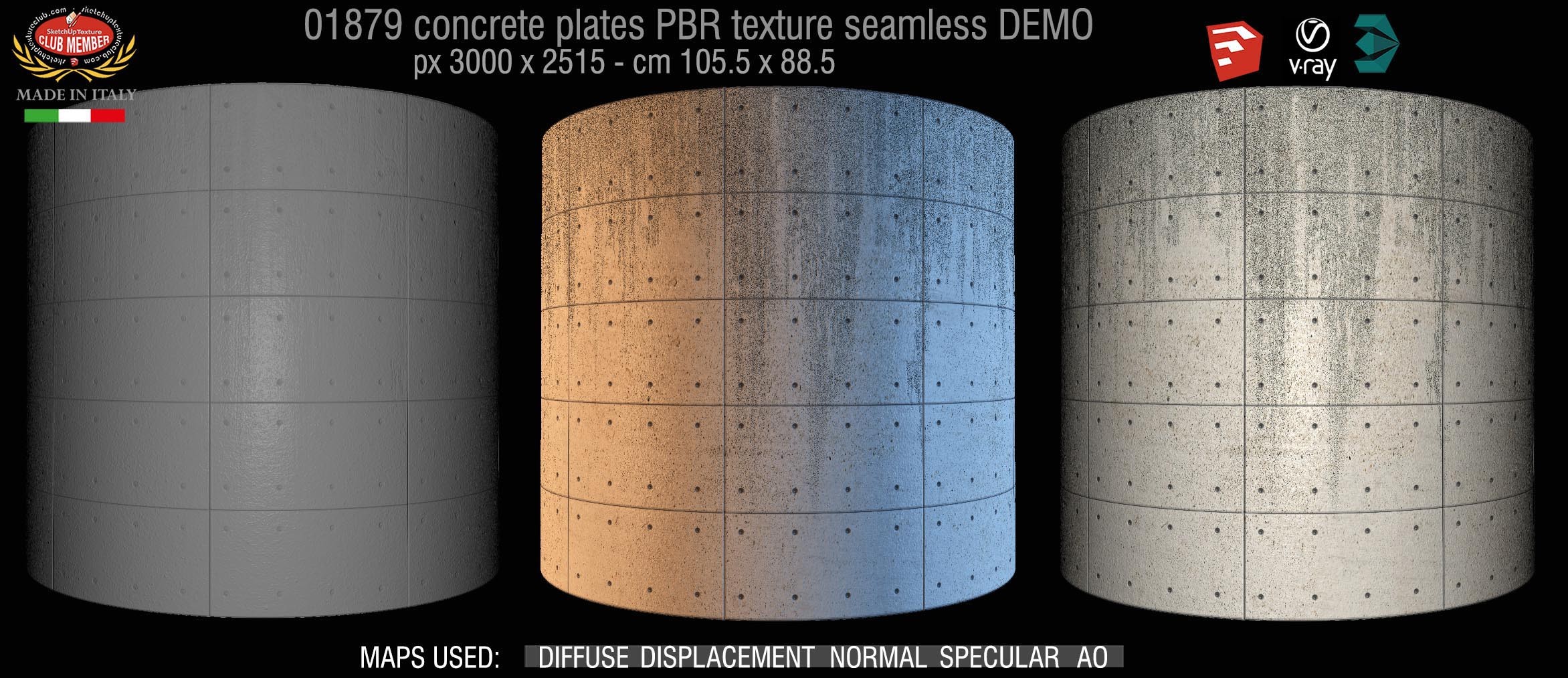 01879 tadao ando concrete plates PBR texture seamless DEMO