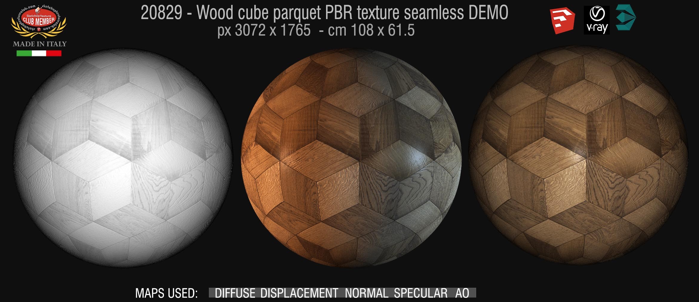 20829 Wood cube parquet PBR texture seamless DEMO