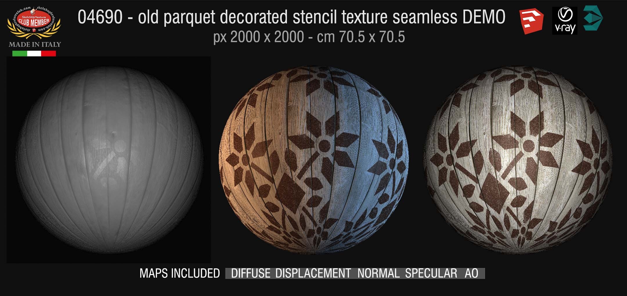 04960 HR Parquet decorated stencil texture seamless + maps DEMO