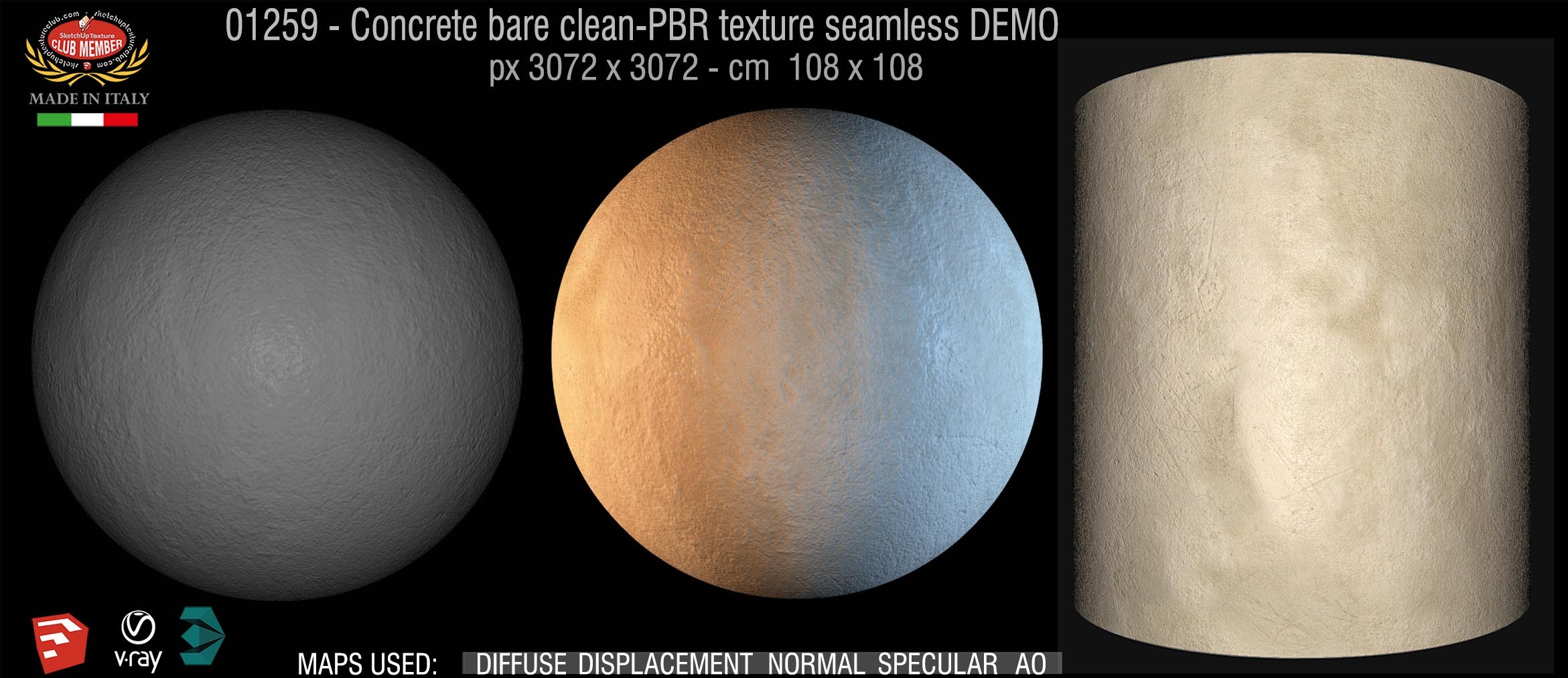 01259 Concrete bare clean-PBR texture seamless DEMO