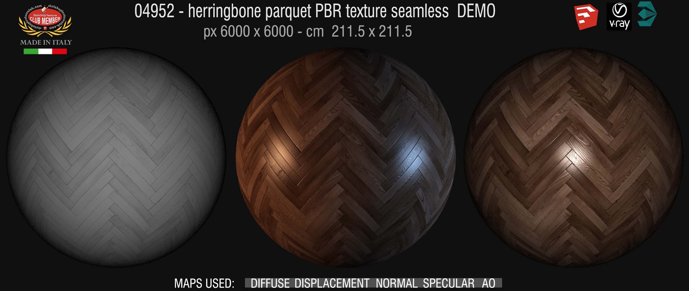 04952 Herringbone parquet PBR texture seamless DEMO