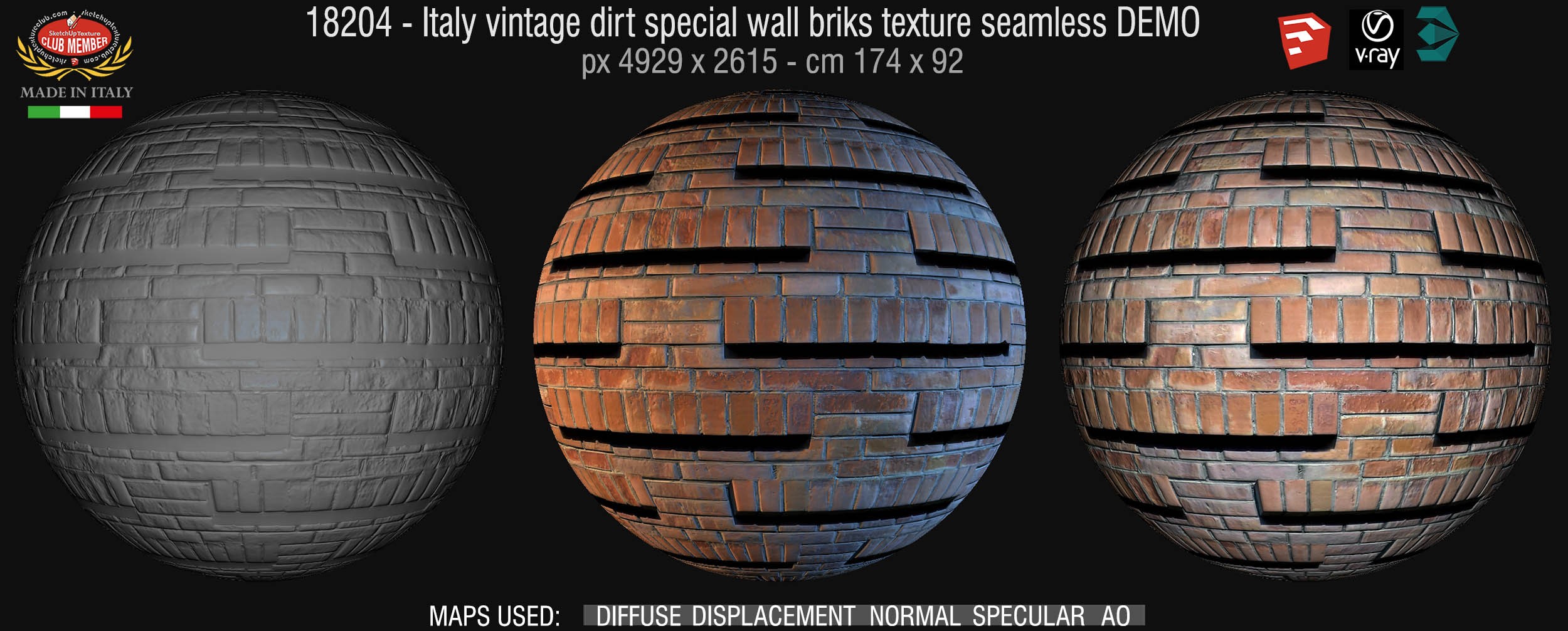 18204 Italy vintage dirt special wall briks texture + maps DEMO