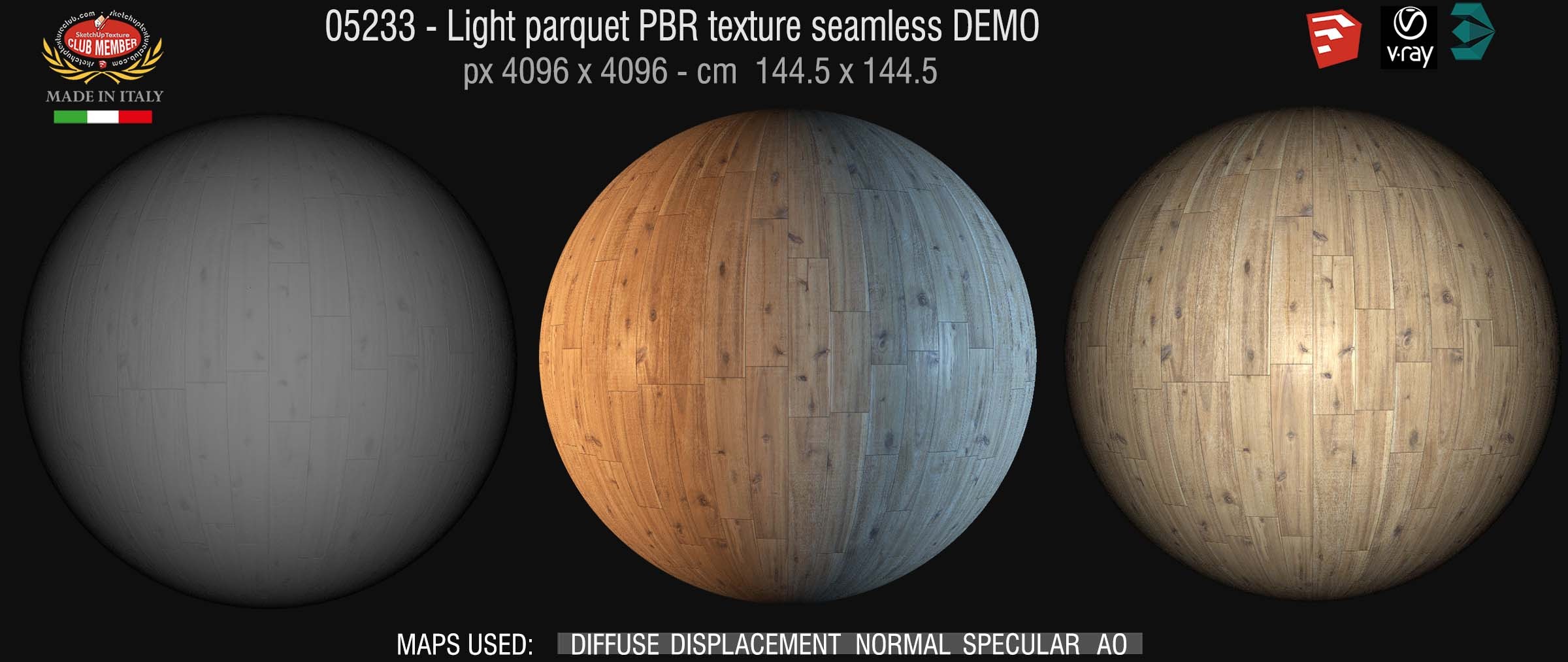 05233 Light parquet PBR texture seamless DEMO