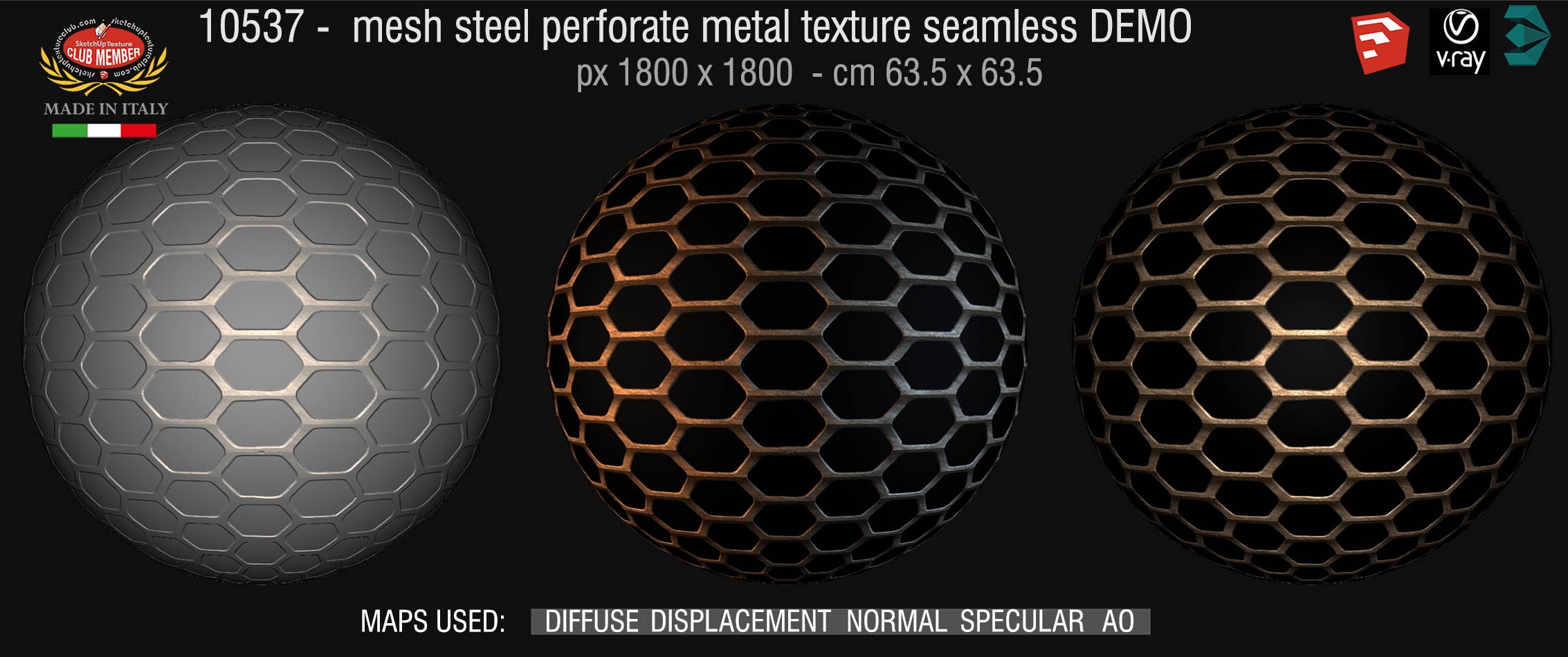10537 HR Mesh steel perforate metal texture seamless + maps DEMO