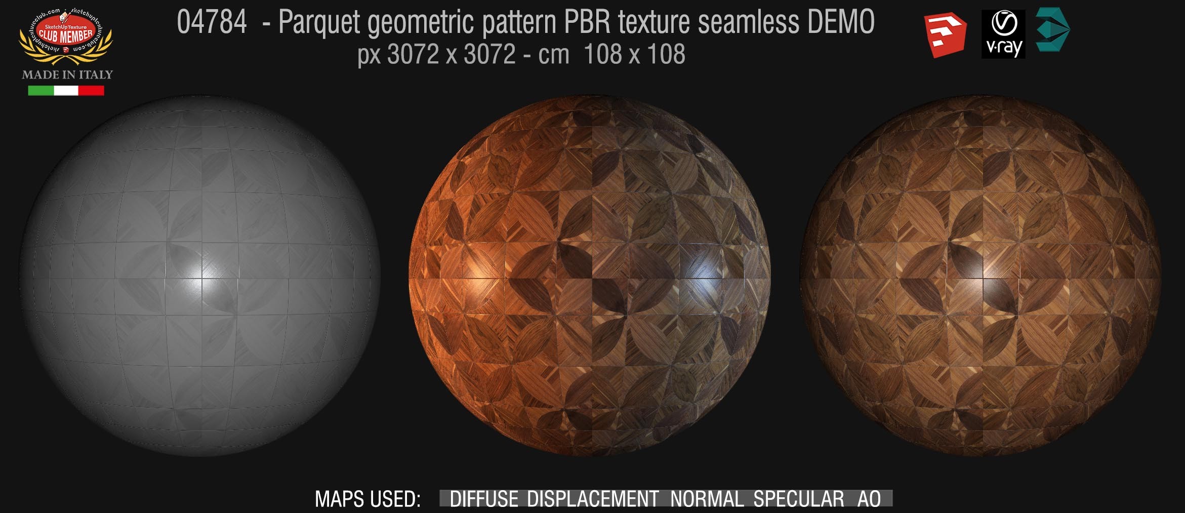 04787 Parquet geometric pattern PBR texture seamless DEMO
