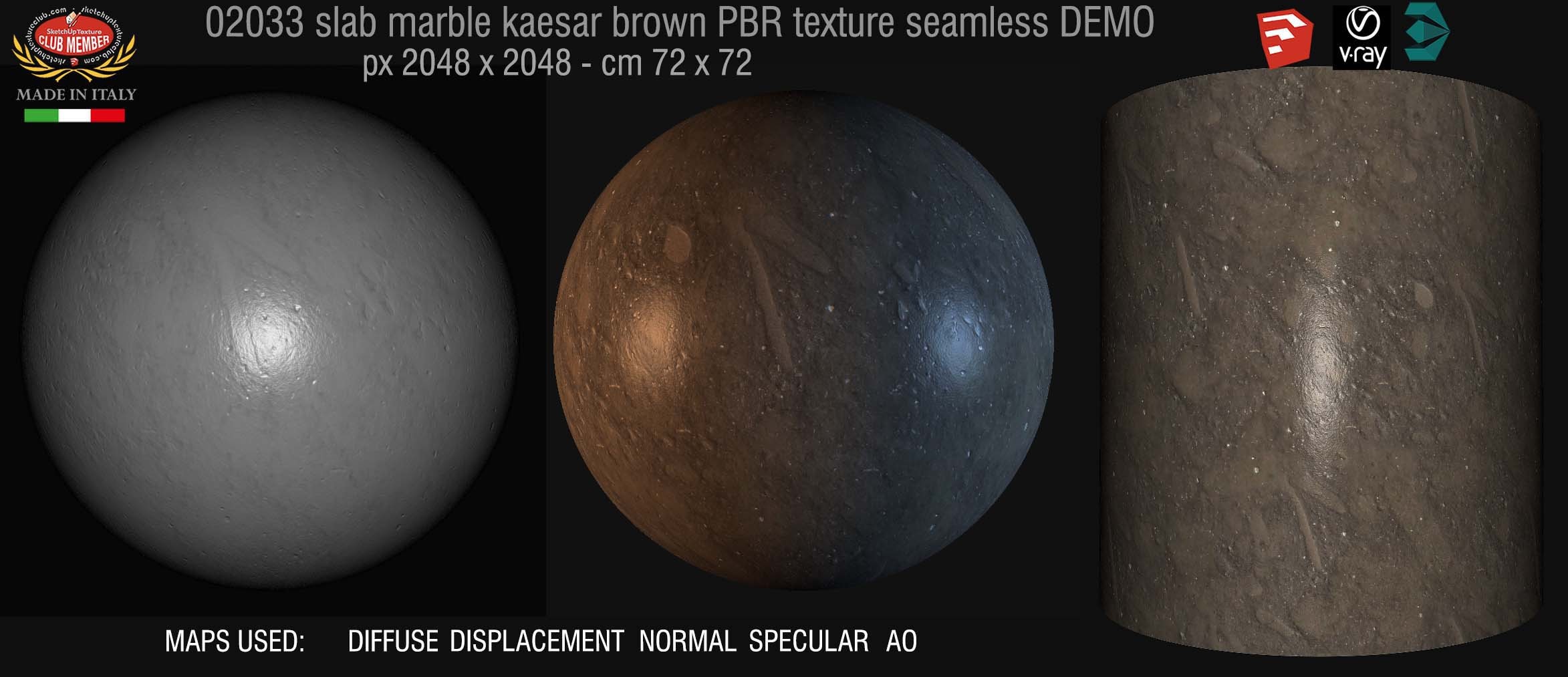 02033 Slab marble kaesar brown PBR texture seamless DEMO