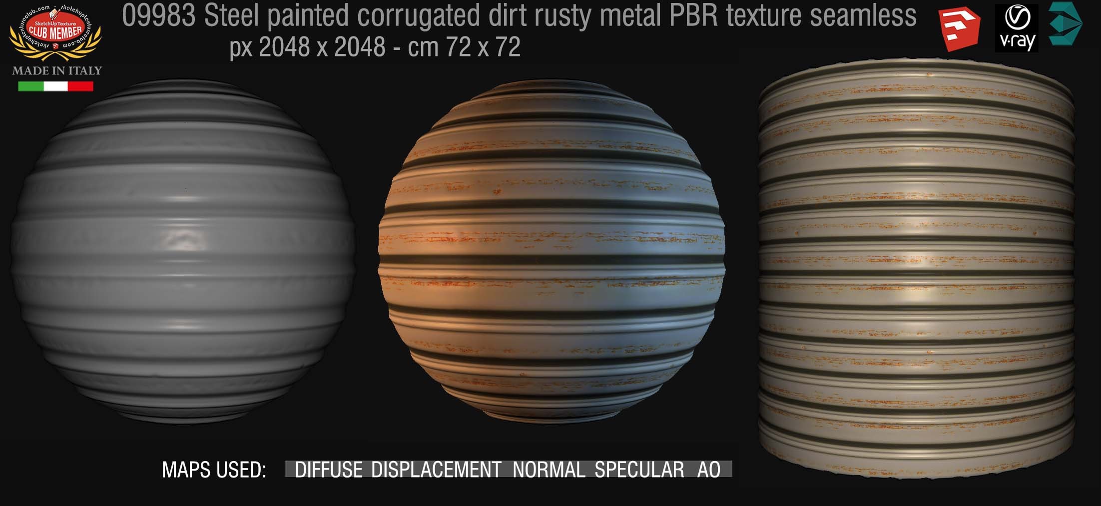 09983 Steel painted corrugated rusty PBR metal texture seamless DEMO