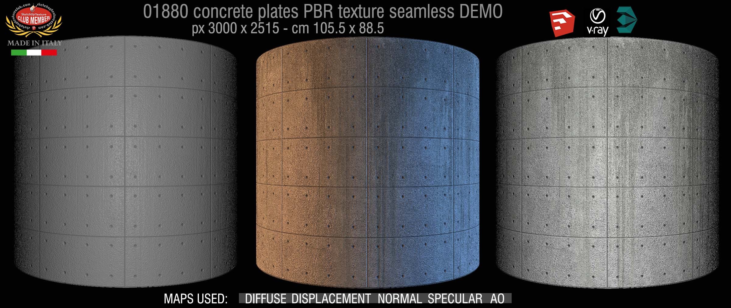 01880 Tadao Ando concrete plates PBR texture seamless DEMO