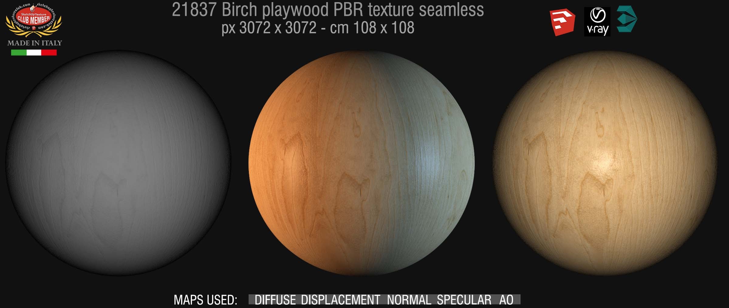 Birch playwood PBR texture seamless demo