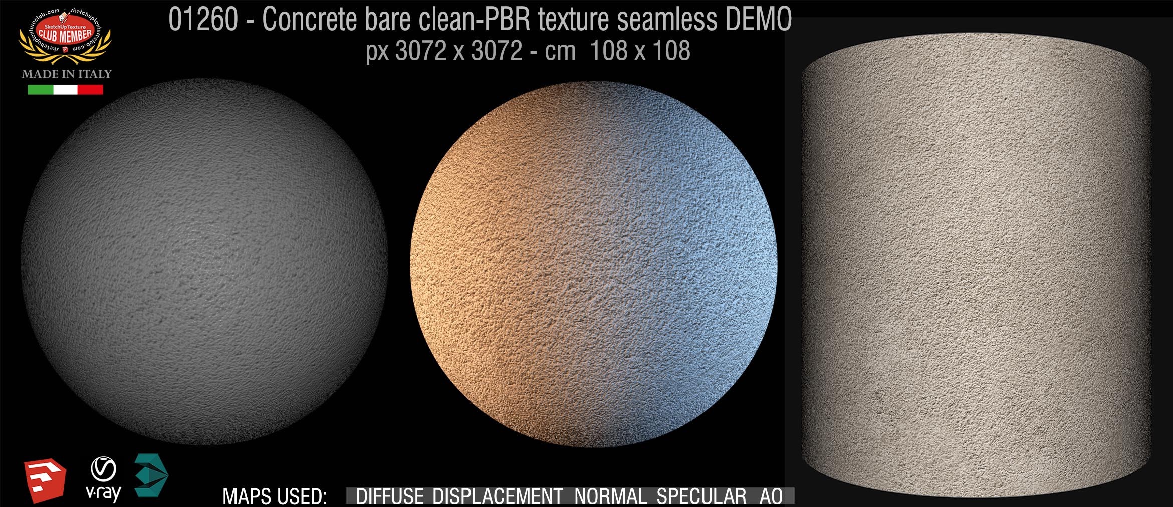 01260 Concrete bare clean-PBR texture seamless DEMO